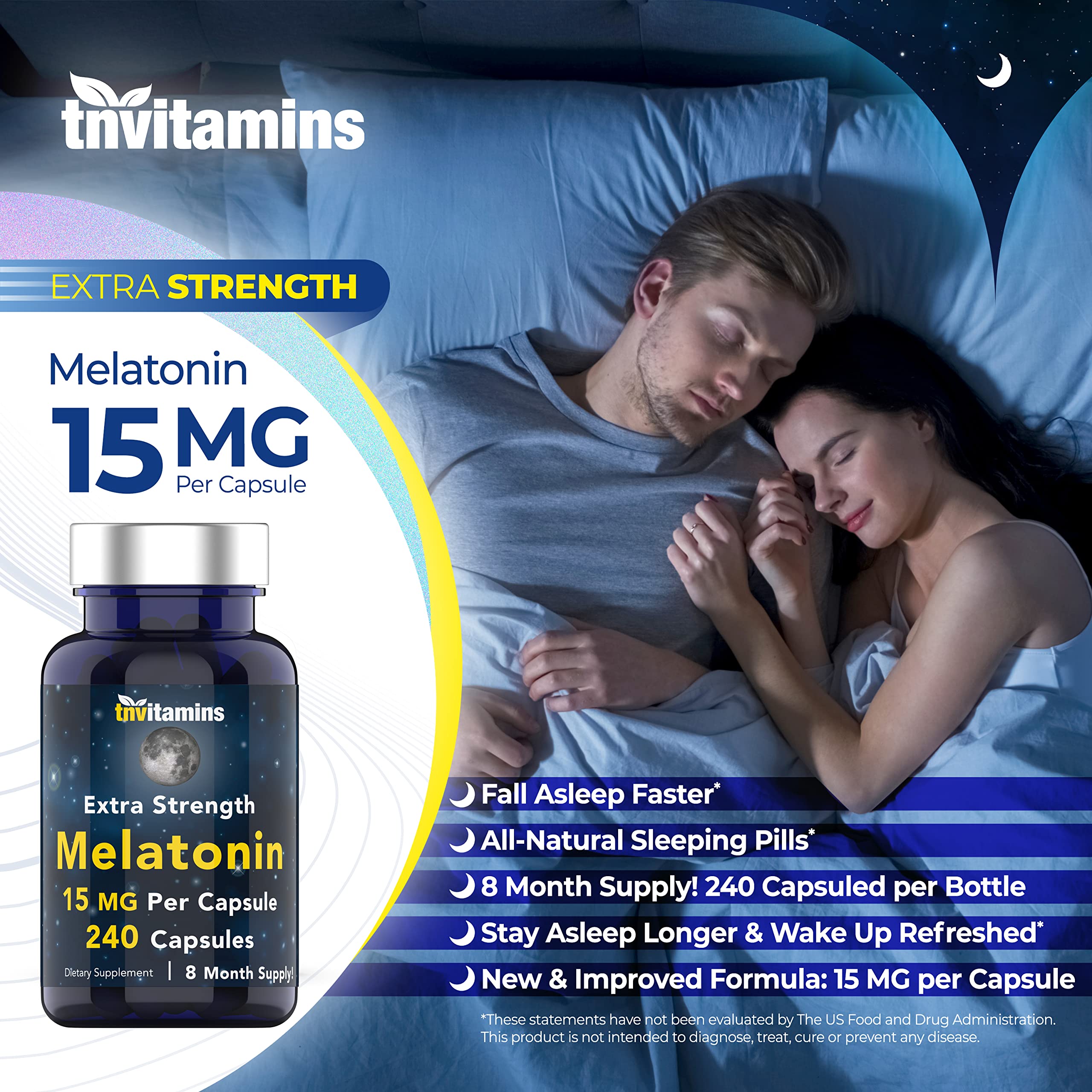 tnvitamins Melatonin 15 MG capsule close-up