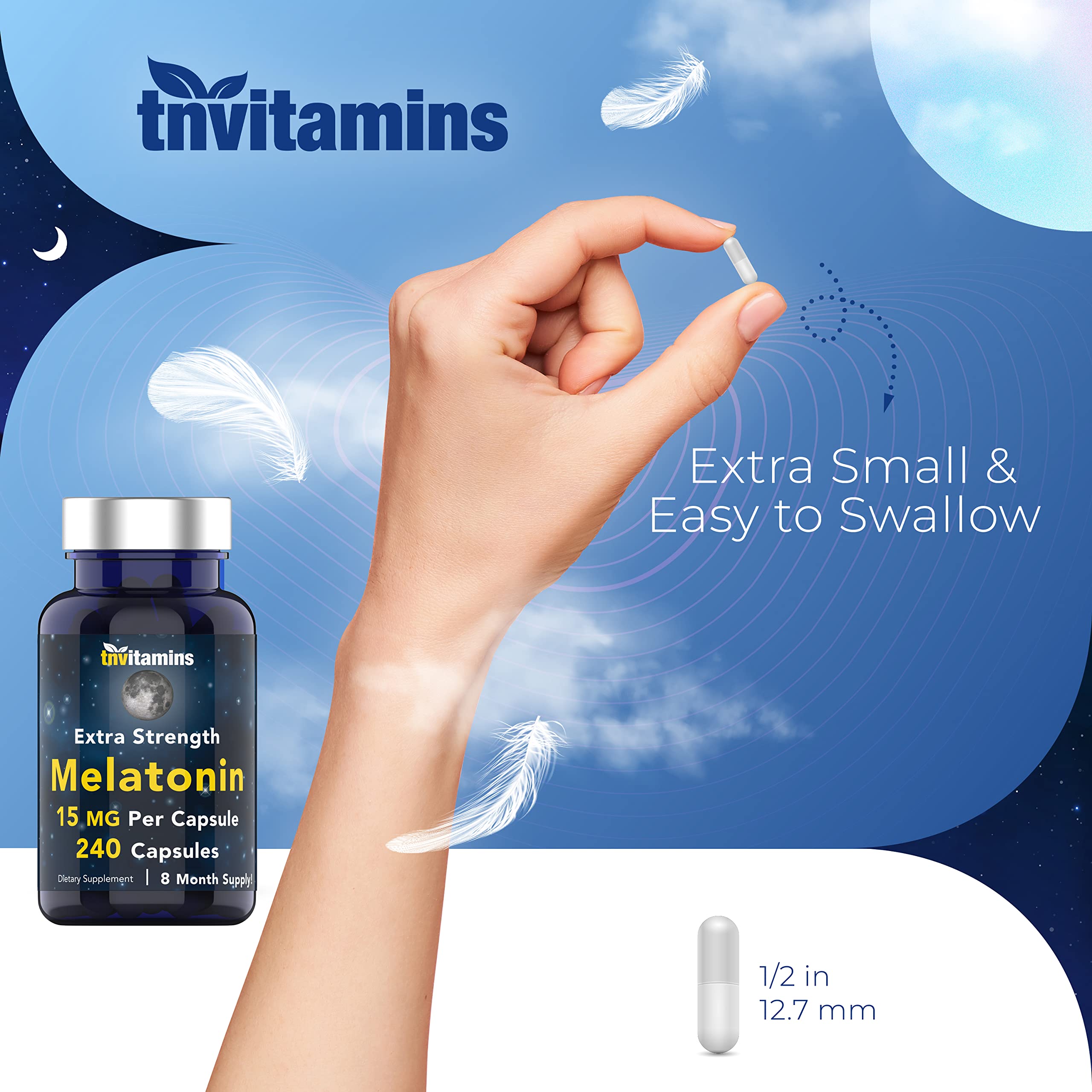 tnvitamins Melatonin bottle with dosage information
