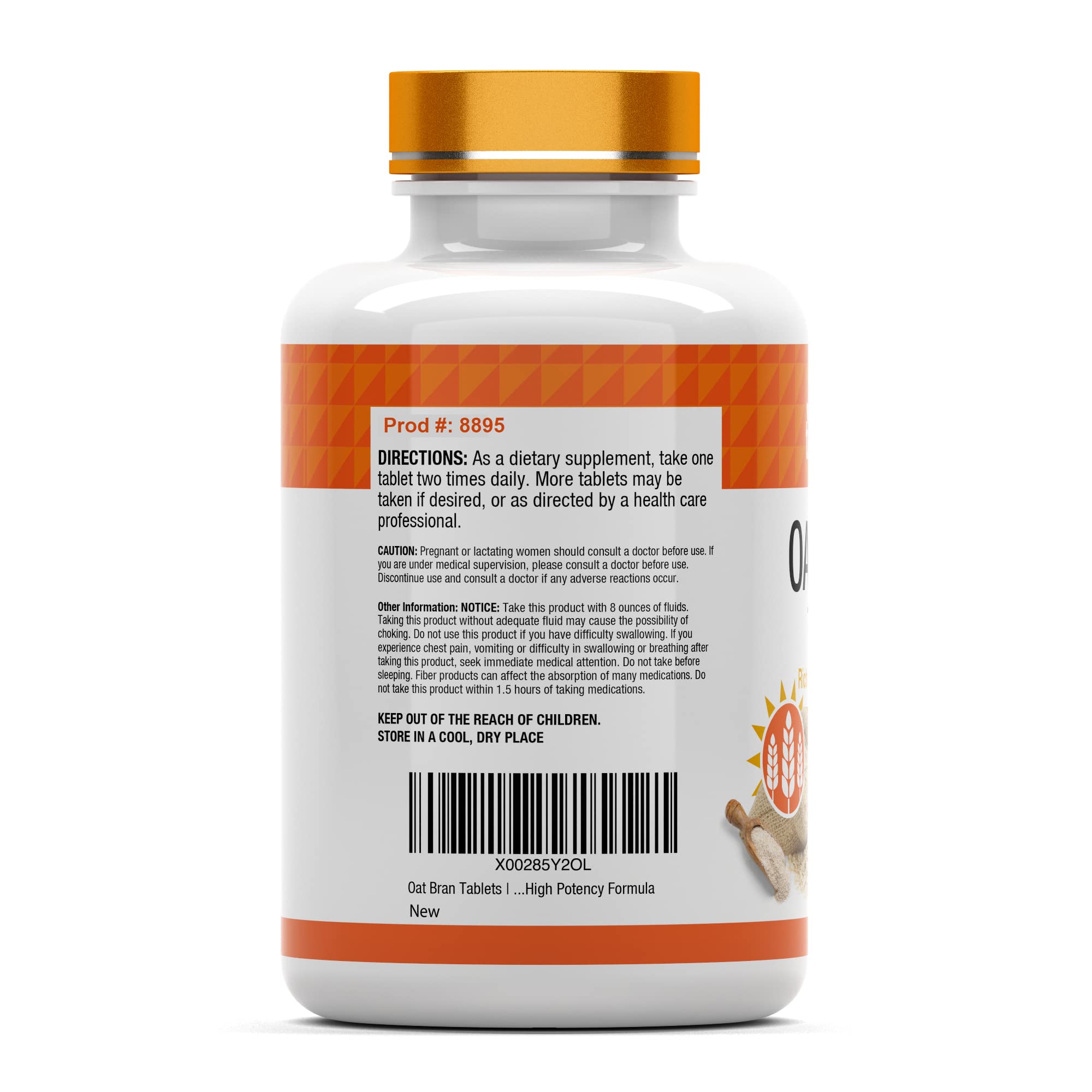 tnvitamins Oat Bran Fiber Tablets 1000mg bottle with label