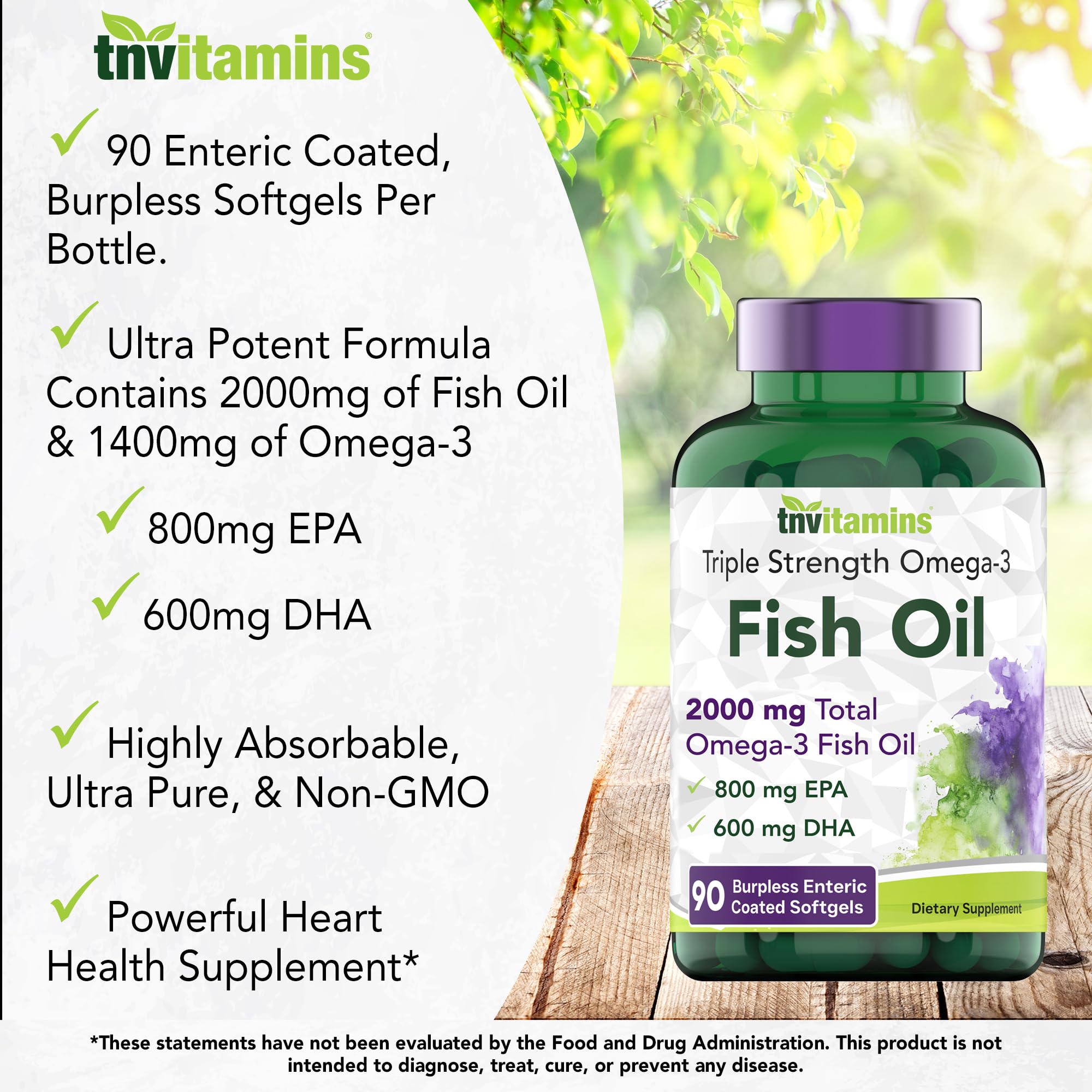 tnvitamins Omega-3 Fish Oil Softgels supplement facts label