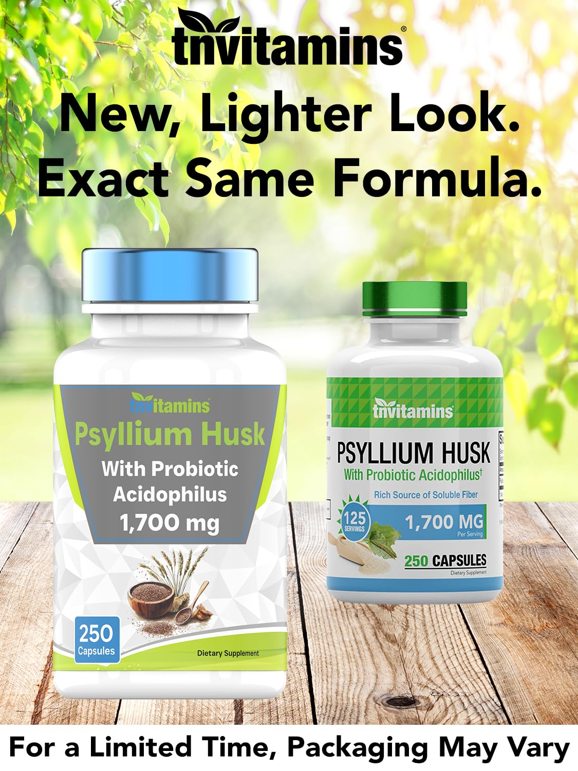 tnvitamins Psyllium Husk Fiber Capsules 1700 MG capsules close-up