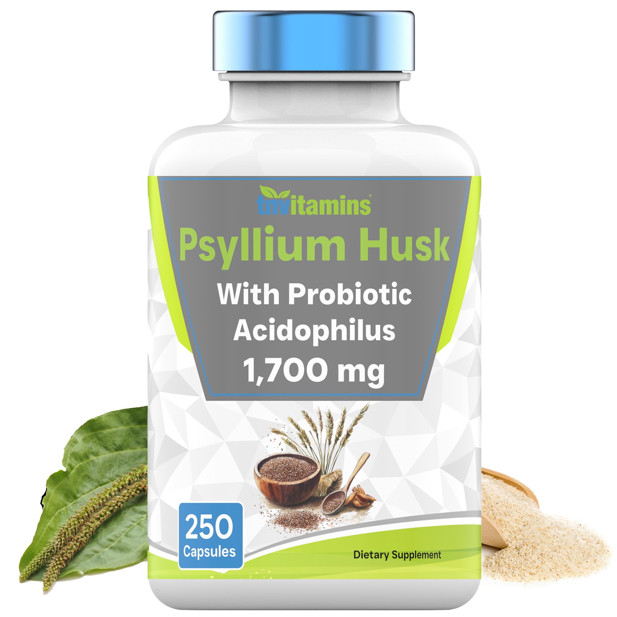 tnvitamins Psyllium Husk Fiber Capsules 1700 MG front view