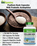 tnvitamins Psyllium Husk Fiber Capsules 1700 MG with measuring spoon