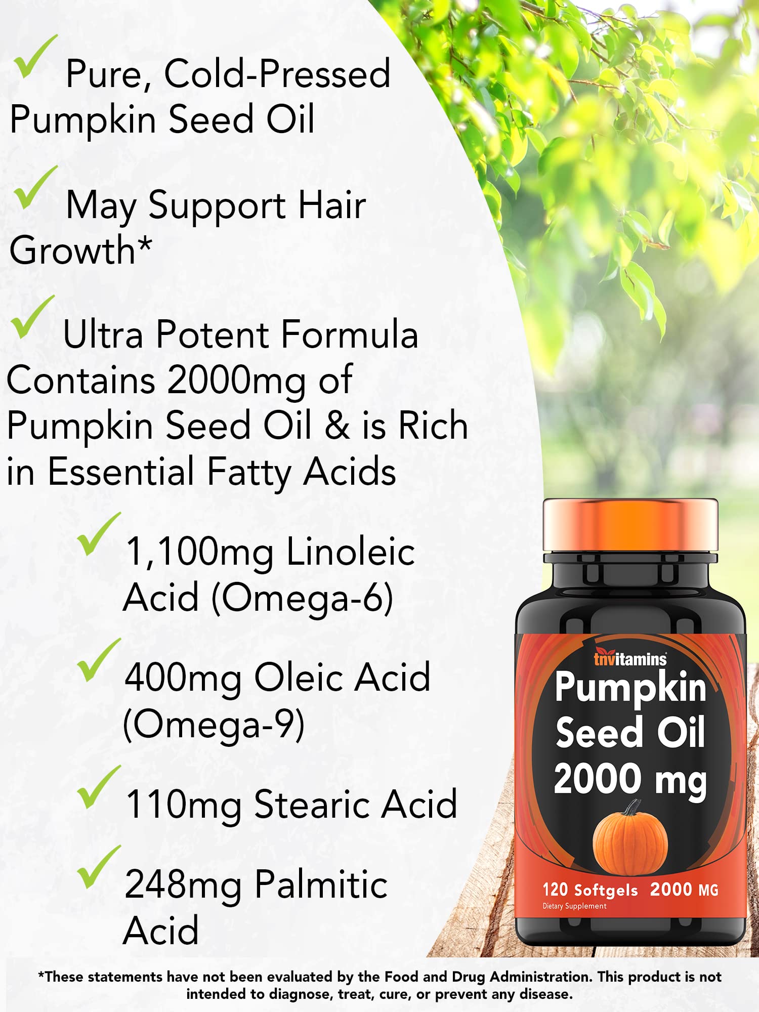 tnvitamins Pumpkin Seed Oil Supplement nutrition facts