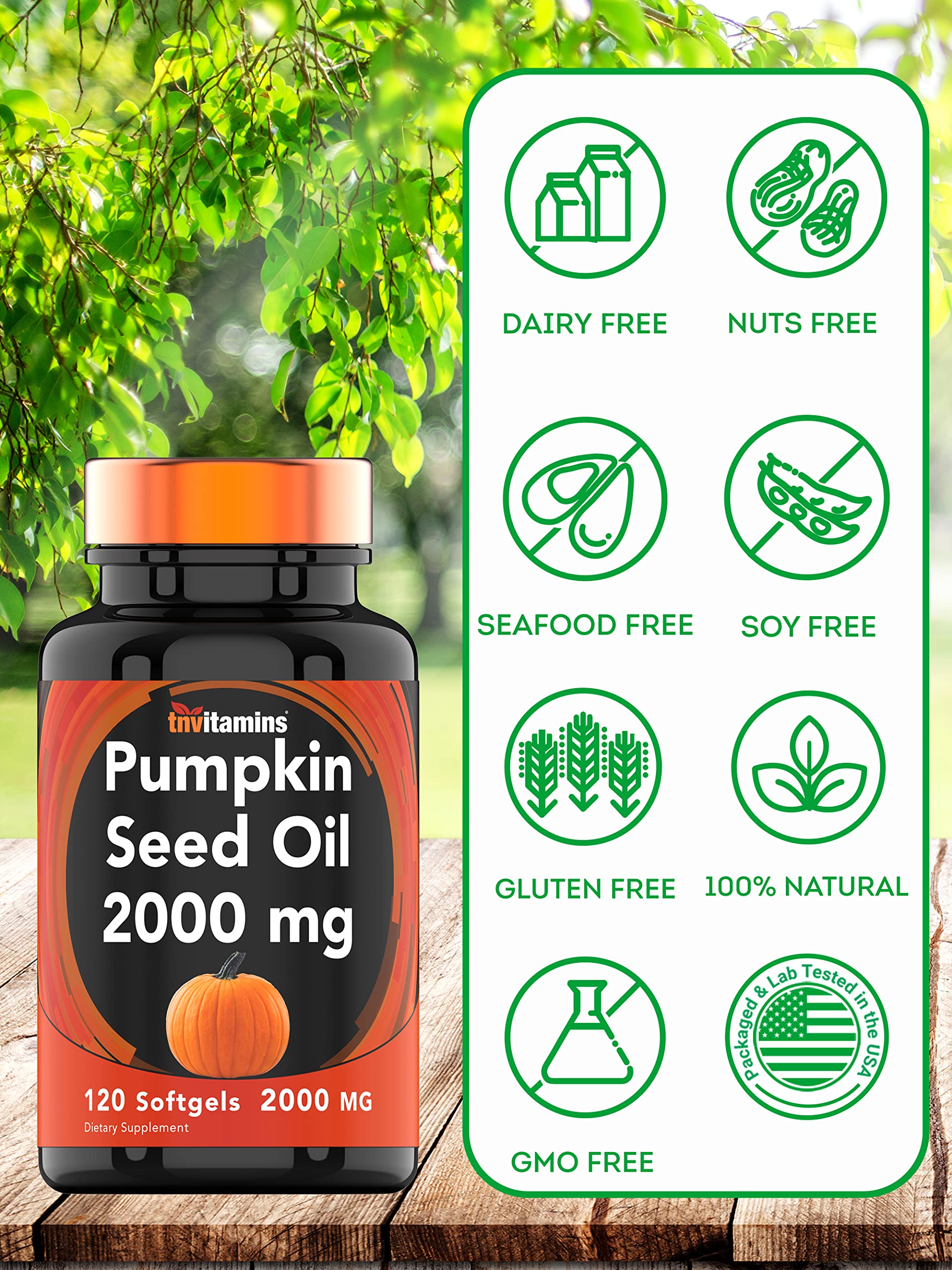 tnvitamins Pumpkin Seed Oil Supplement softgel in hand