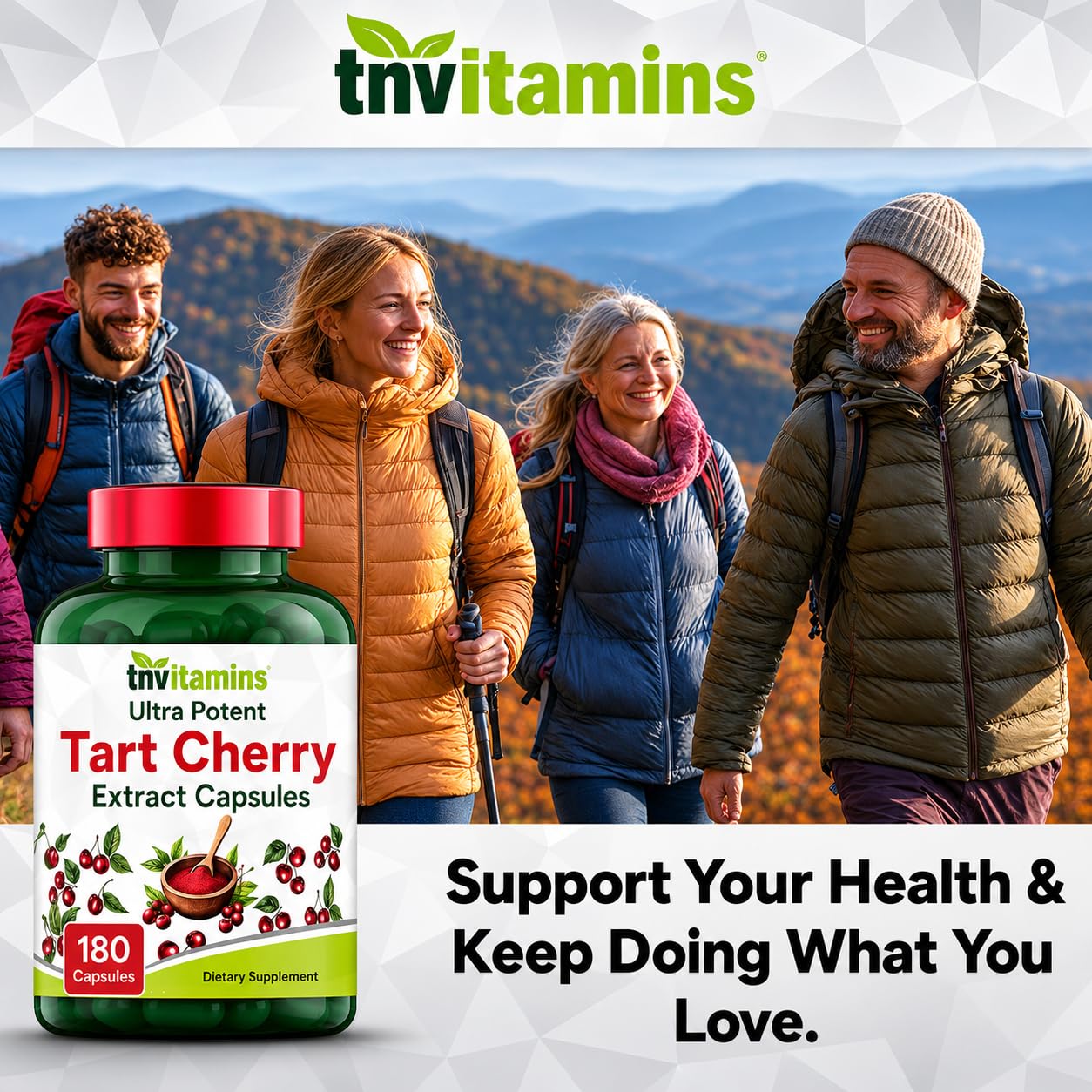 tnvitamins Tart Cherry Capsules 400mg capsules close-up