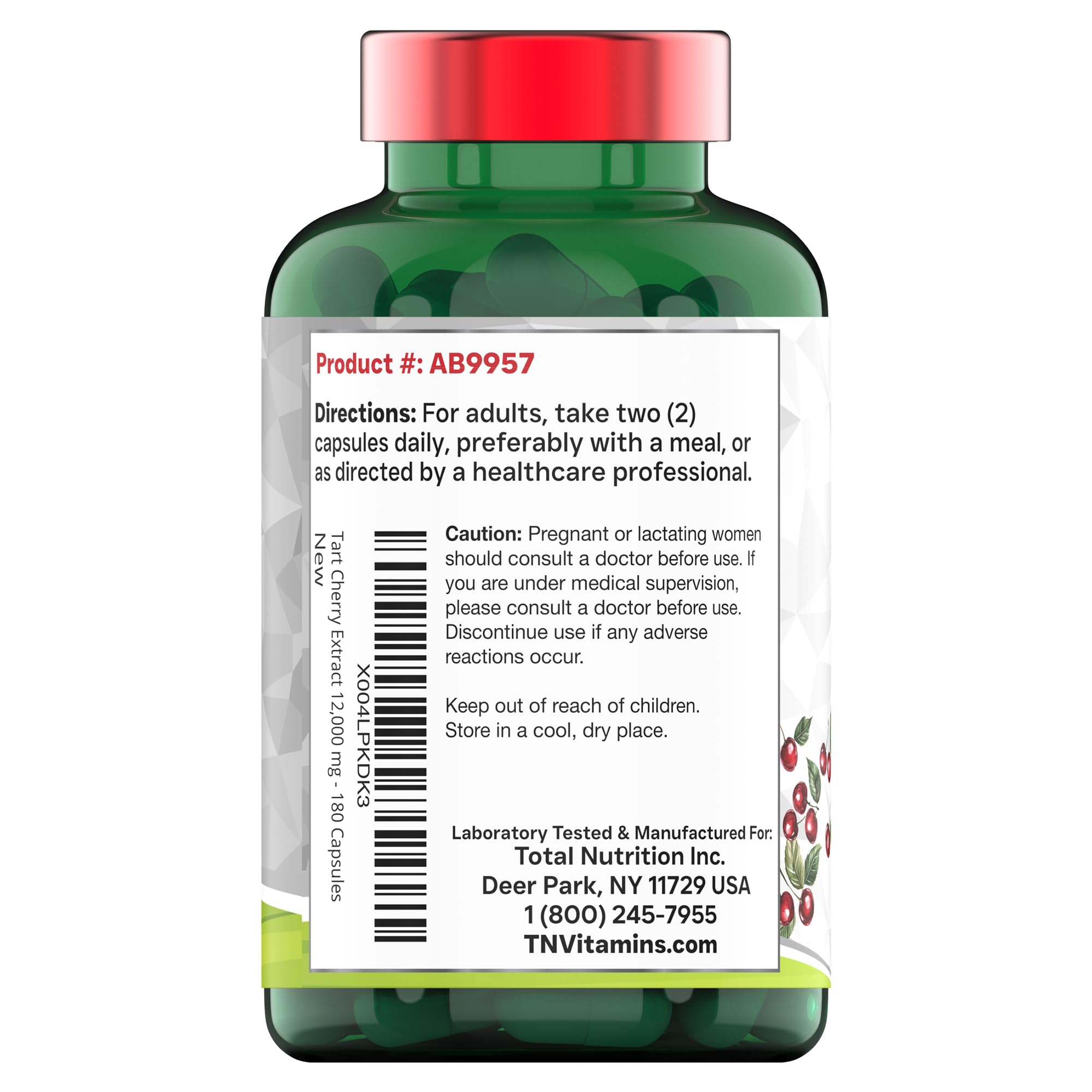 tnvitamins Tart Cherry Capsules 400mg packaging details
