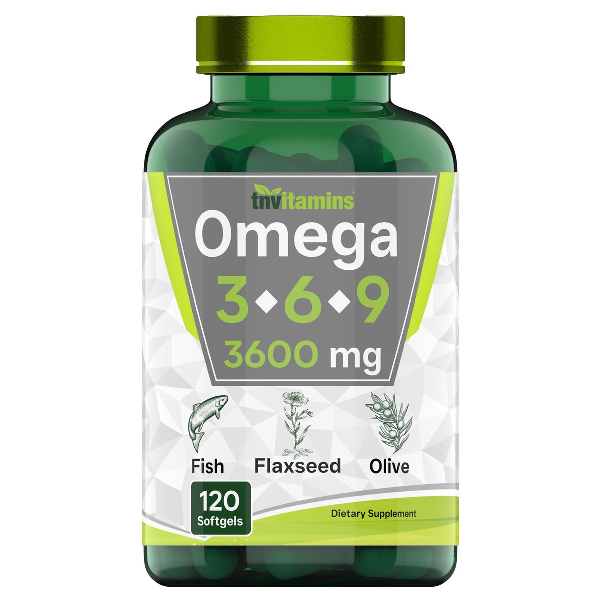 tnvitamins Triple Omega 3-6-9 Supplement 3600mg front view