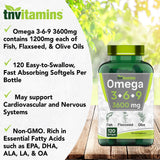 tnvitamins Triple Omega 3-6-9 Supplement 3600mg side view