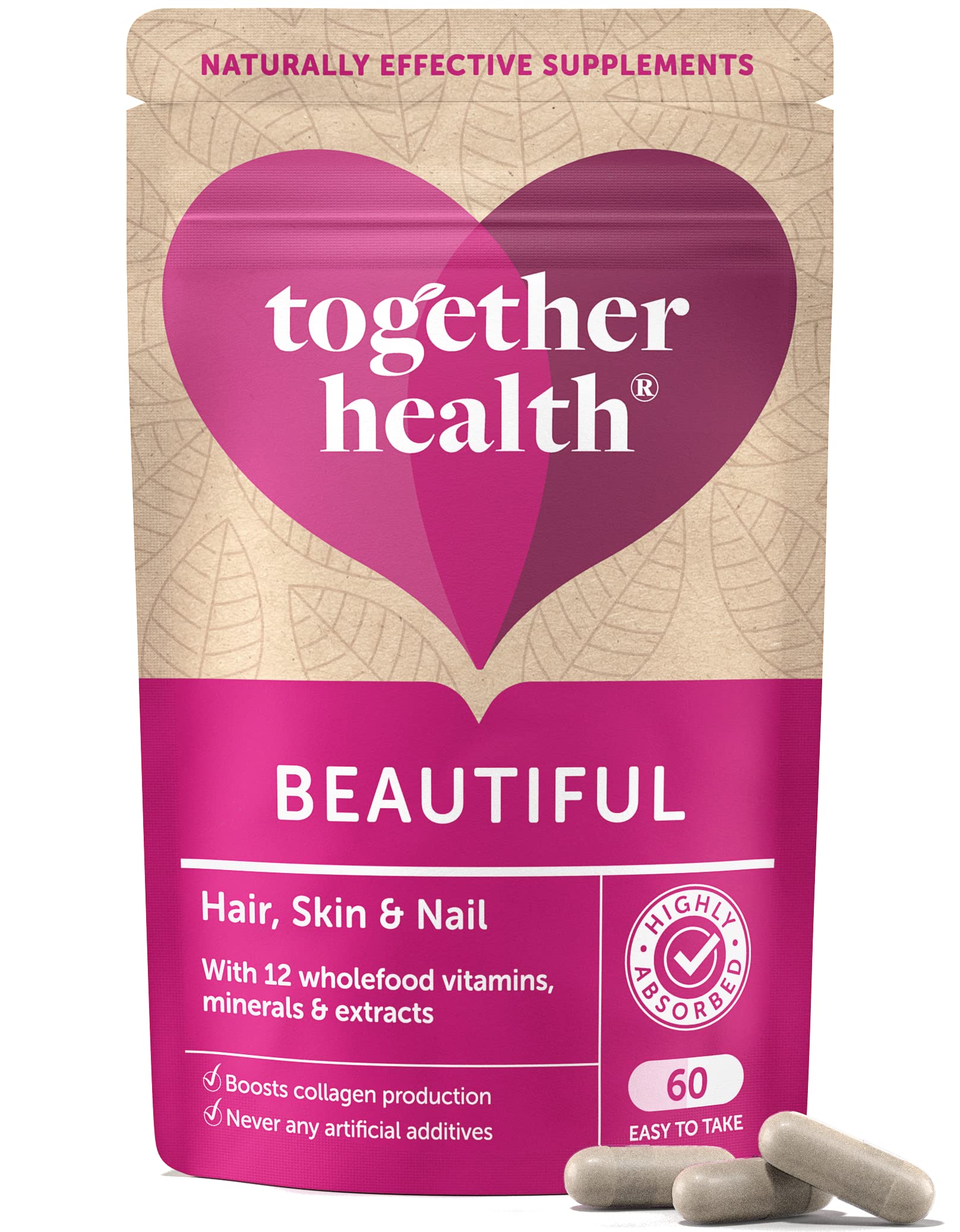 Together Hair Skin & Nail Capsules front view with packaging