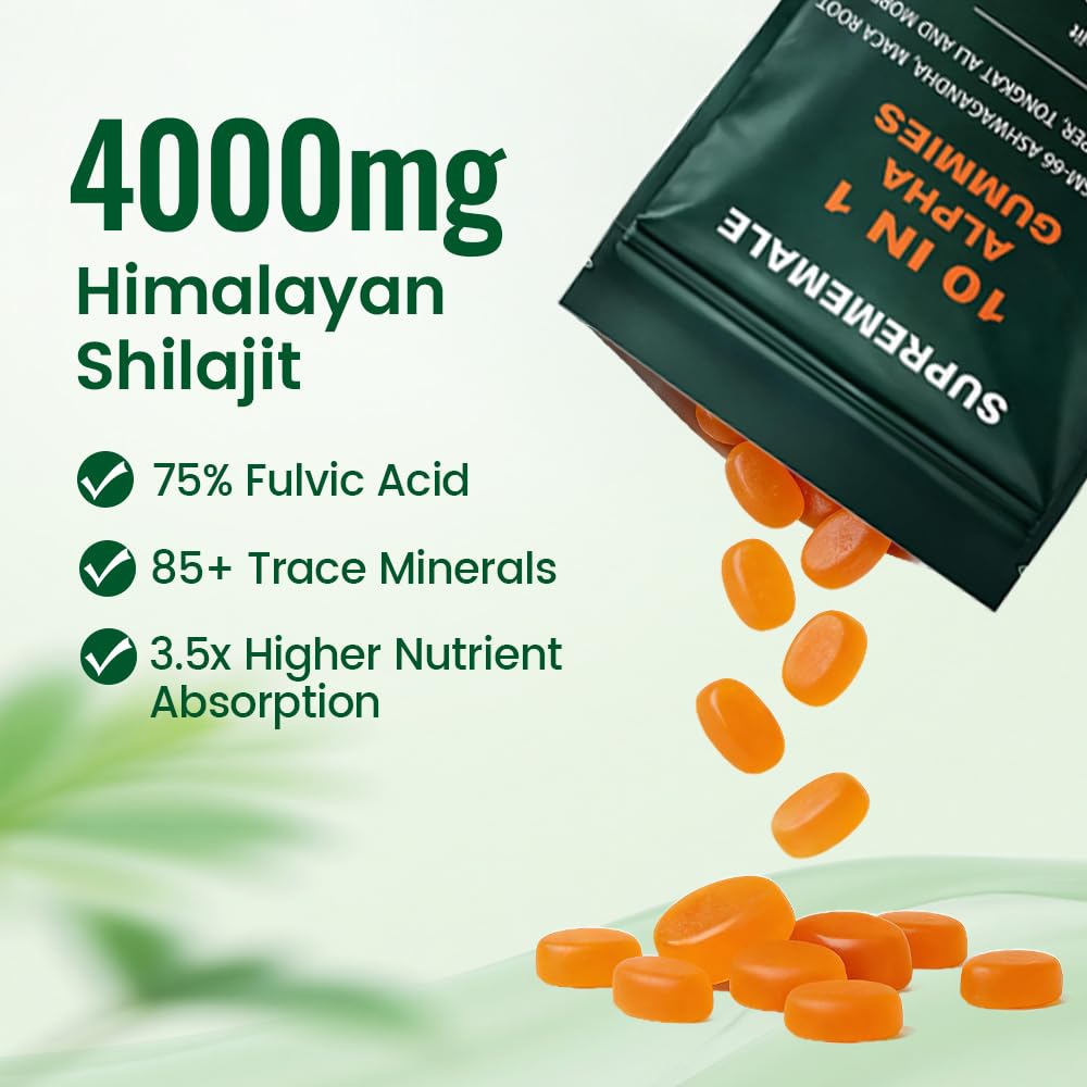 TOGOLIUN Shilajit Alpha Gummies on a wooden table