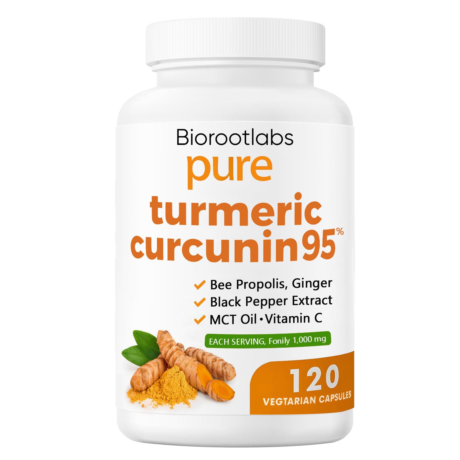 TOGOLIUN Turmeric Curcumin 1000mg supplement bottle front view