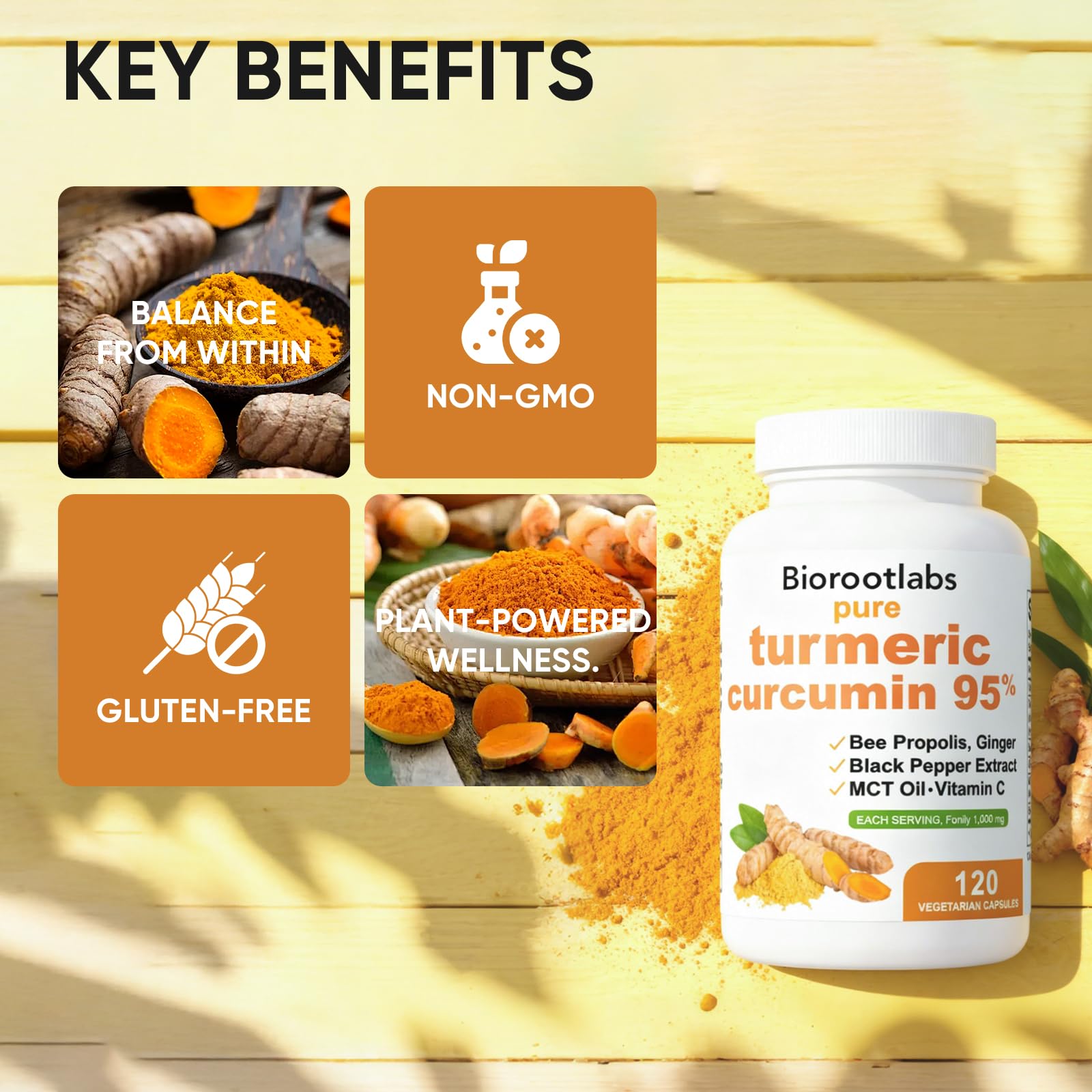TOGOLIUN Turmeric Curcumin 1000mg supplement bottle with a measuring spoon