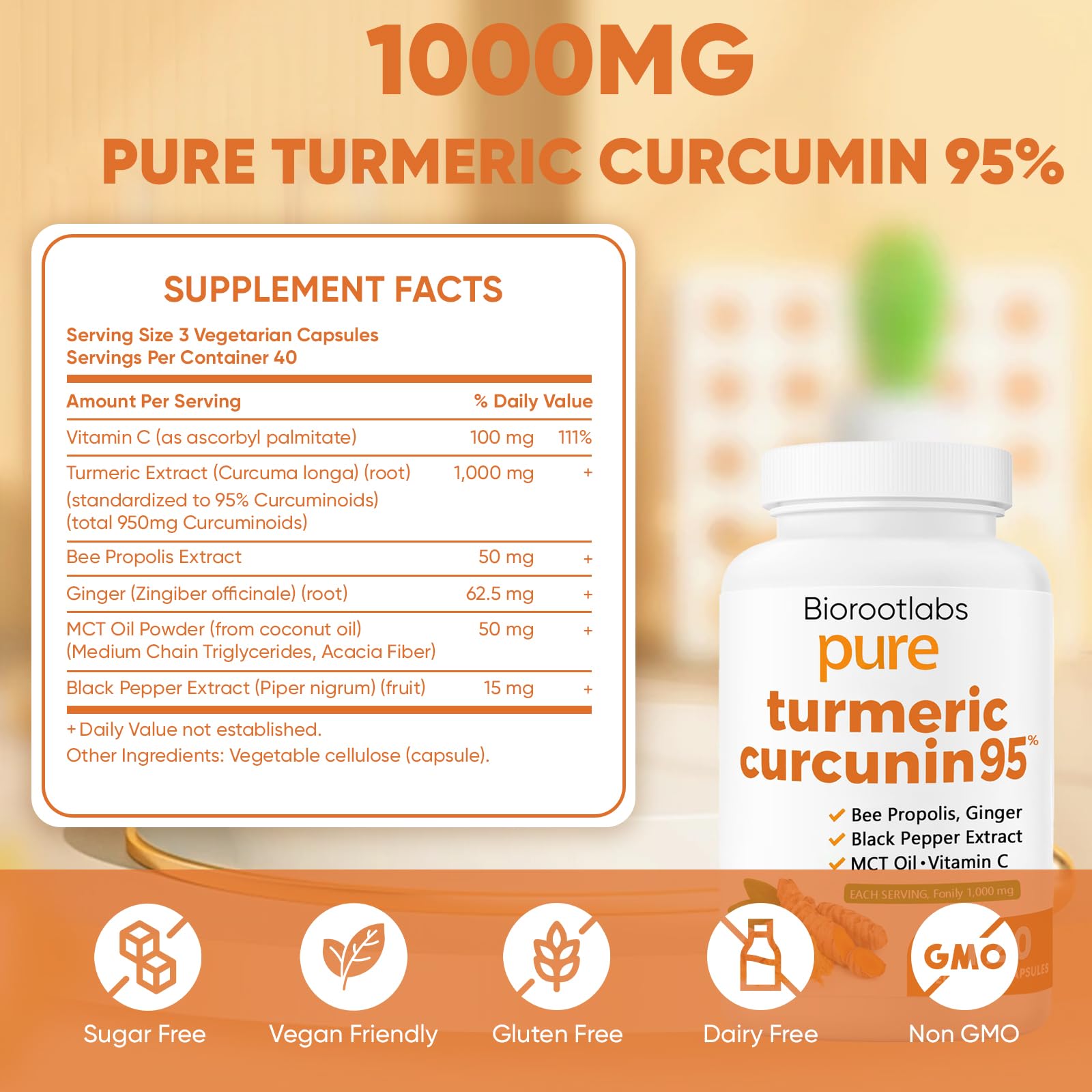TOGOLIUN Turmeric Curcumin 1000mg supplement capsules close-up