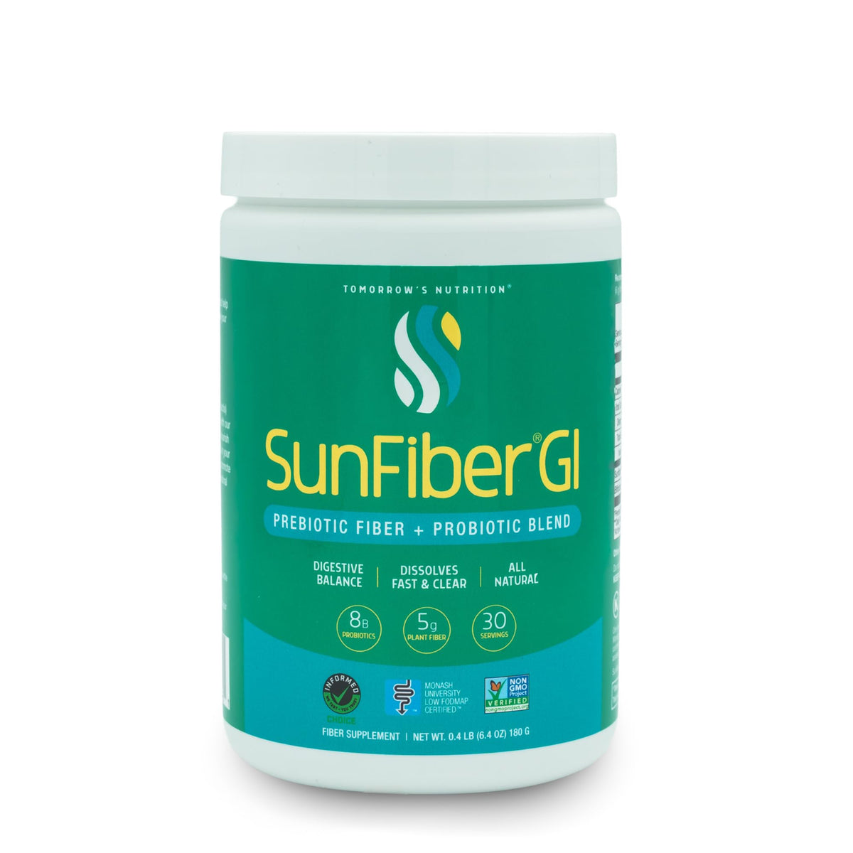 Tomorrow's Nutrition Sunfiber GI Prebiotic Powder 220g front view
