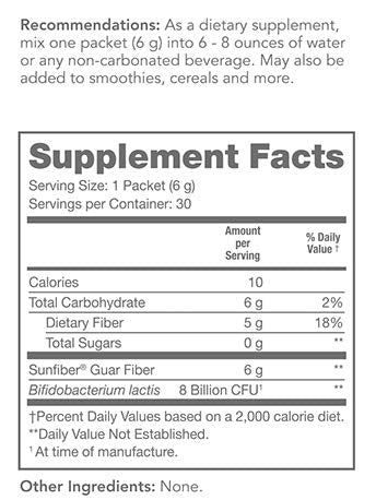 Tomorrow's Nutrition Sunfiber GI Prebiotic Powder packaging