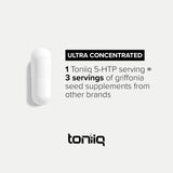 Toniiq 5-HTP Capsules 200mg open bottle with capsules