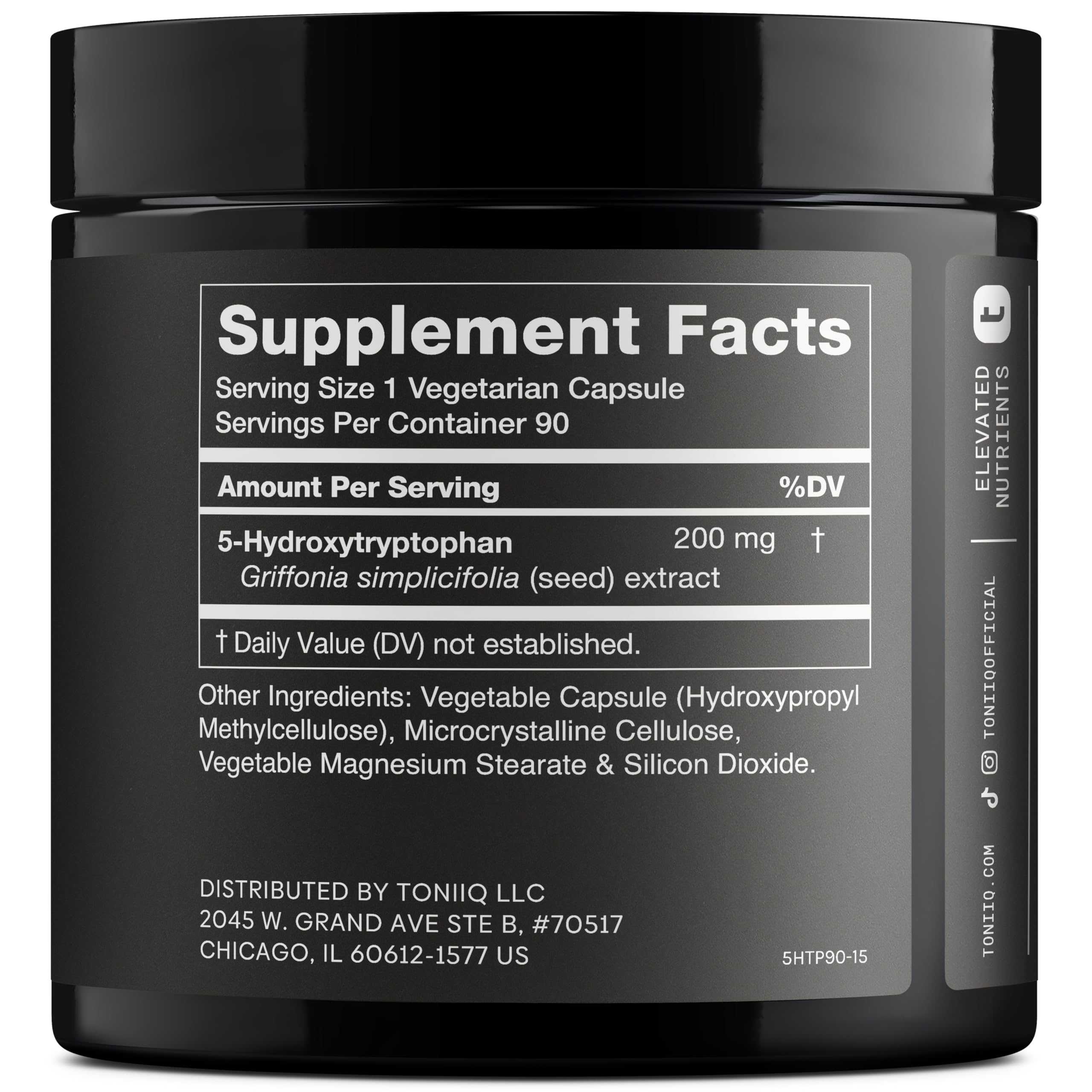 Toniiq 5-HTP Capsules 200mg side view