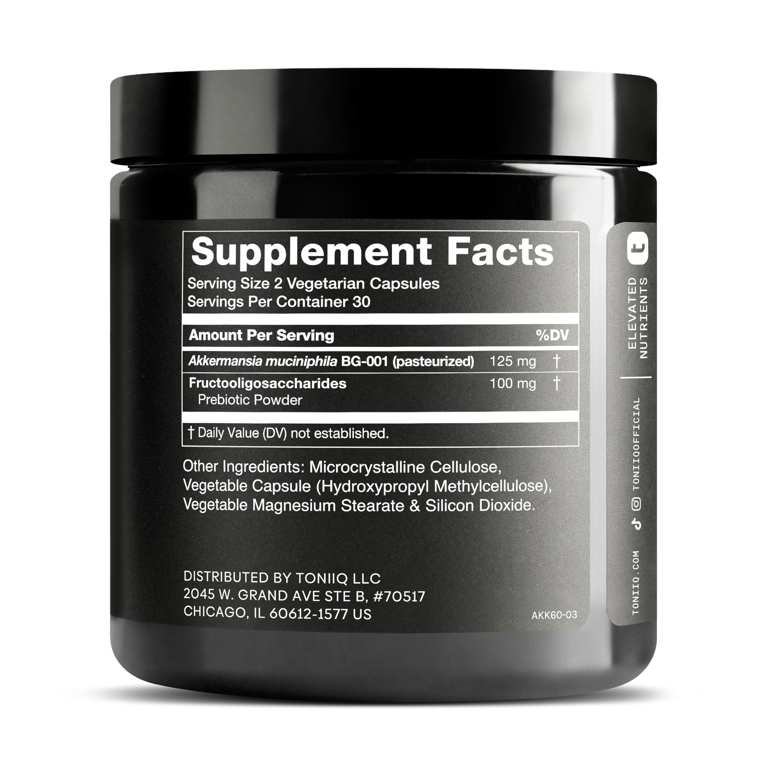 Toniiq Akkermansia Probiotic 50 Billion TFU side view