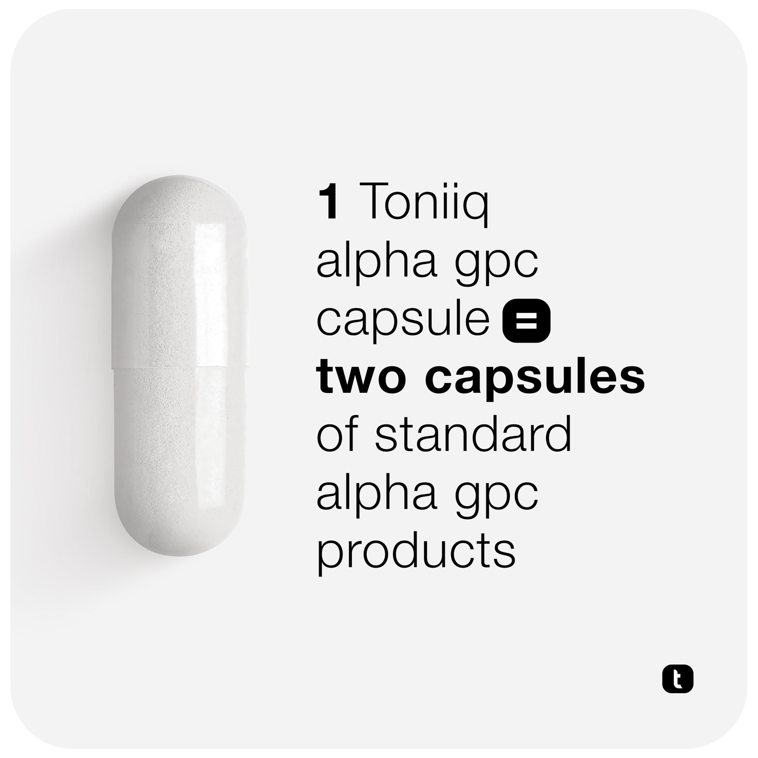 Toniiq Alpha GPC capsules 600mg bottle with label