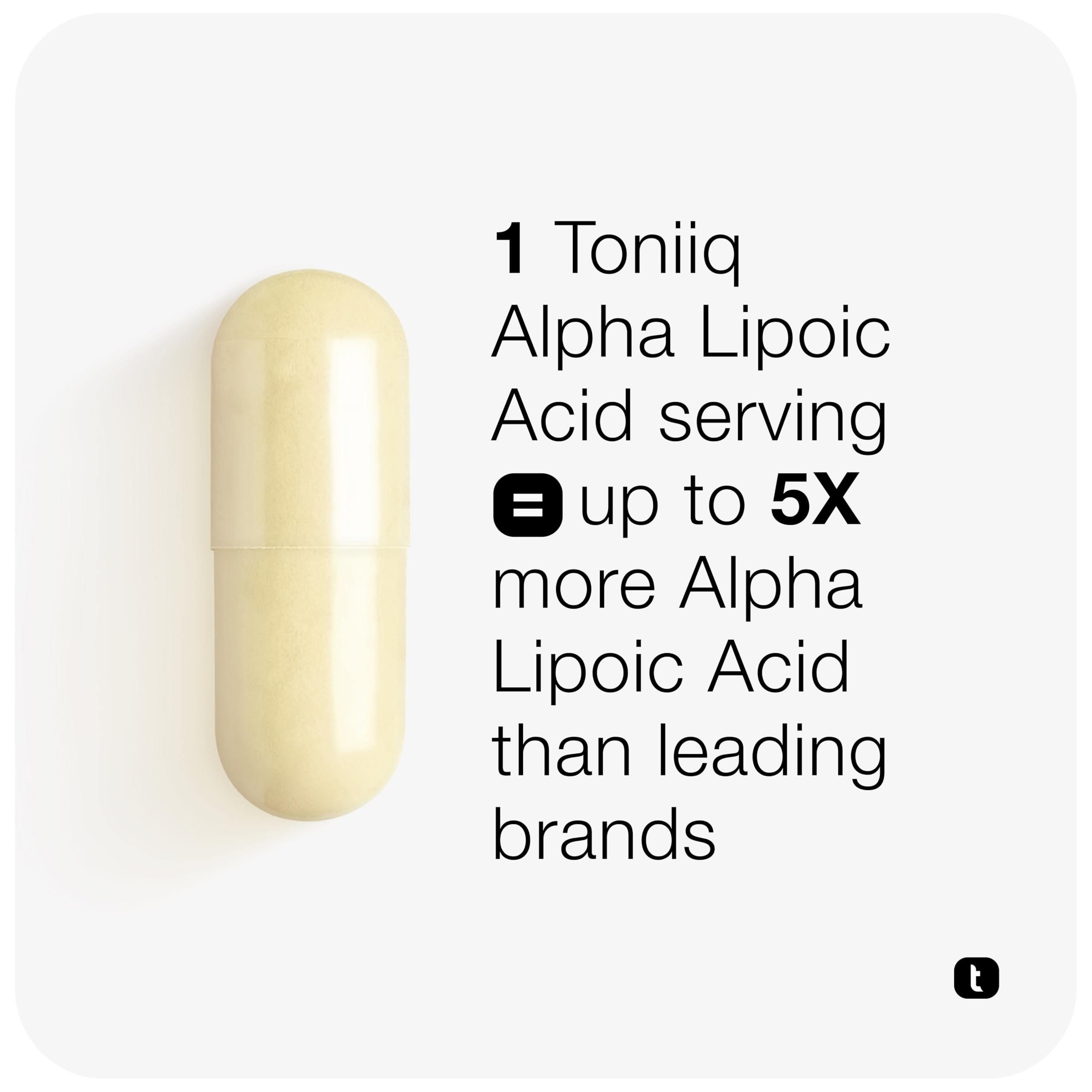 Toniiq Alpha Lipoic Acid 1000mg supplement bottle with label