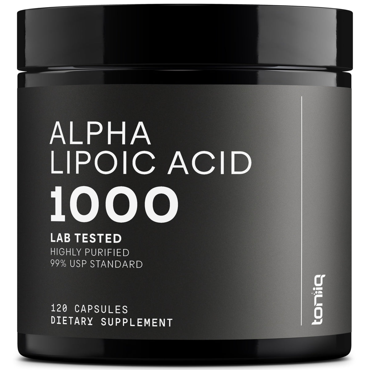 Toniiq Alpha Lipoic Acid 1000mg supplement front view