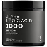 Toniiq Alpha Lipoic Acid 1000mg supplement front view