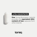 Toniiq Bromelain Capsules 3600 GDU capsules on a table