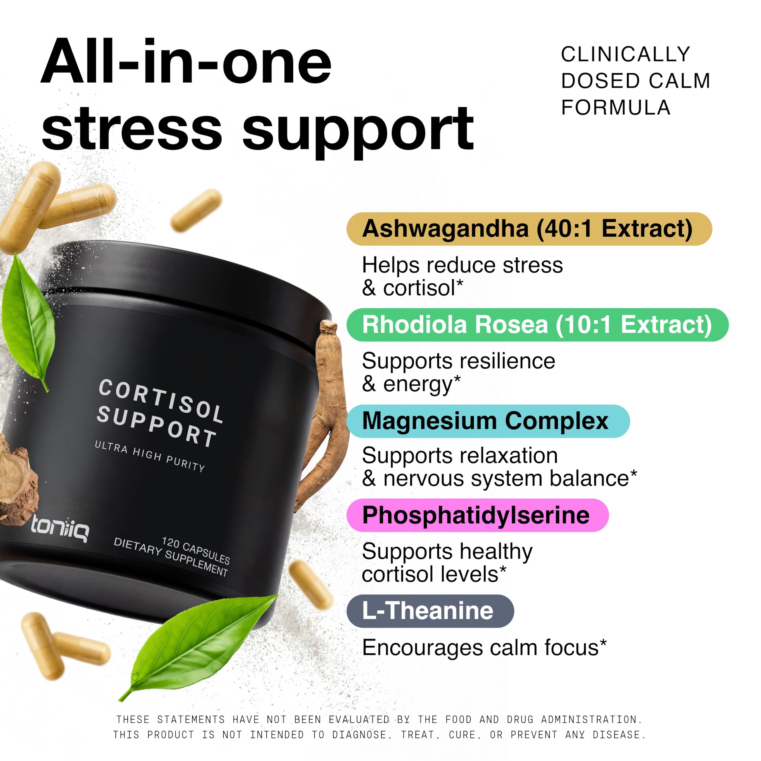 Toniiq Calm Balanced-Strength 5-in-1 Adrenal Extracts ingredient list