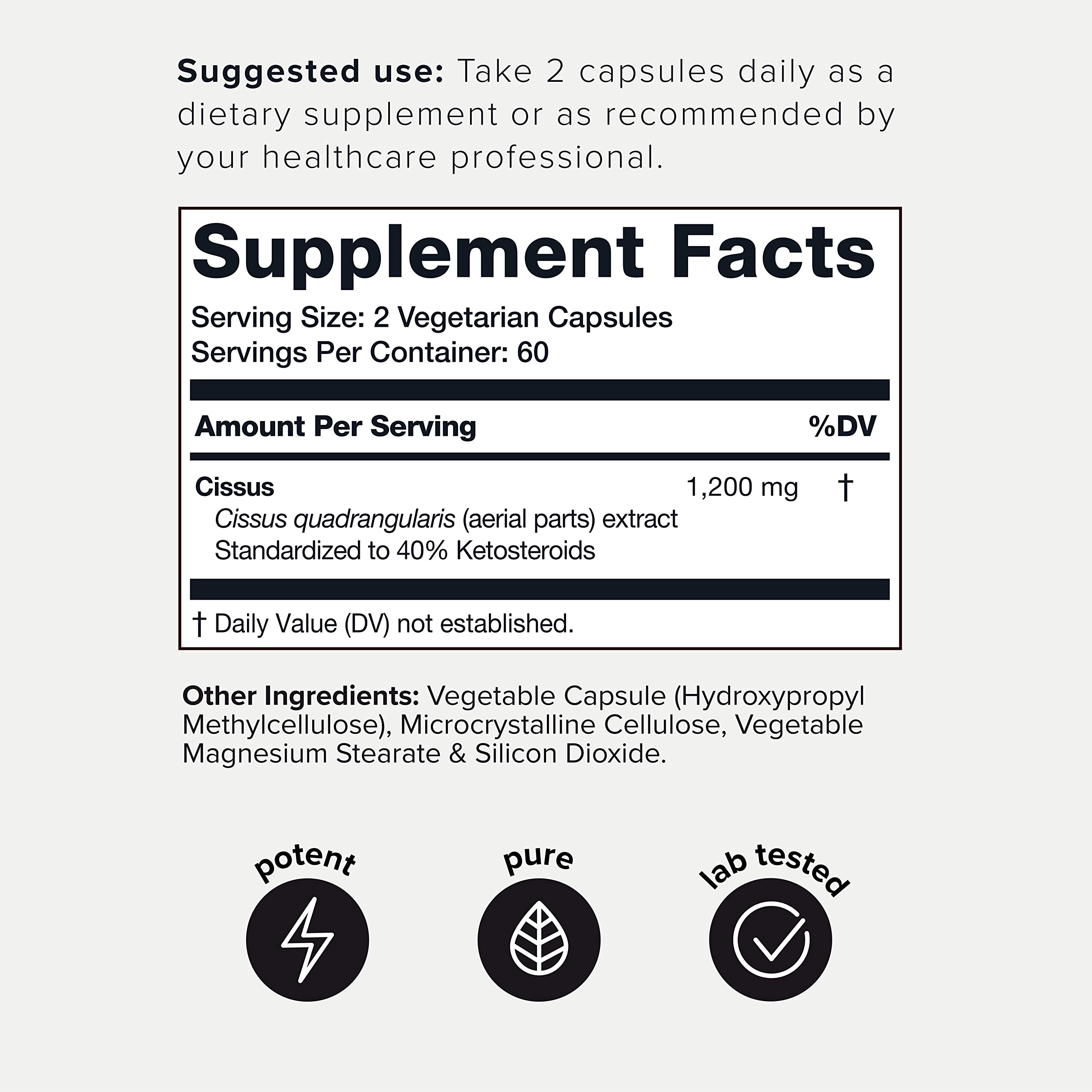 Toniiq Cissus Quadrangularis Capsules packaging side view