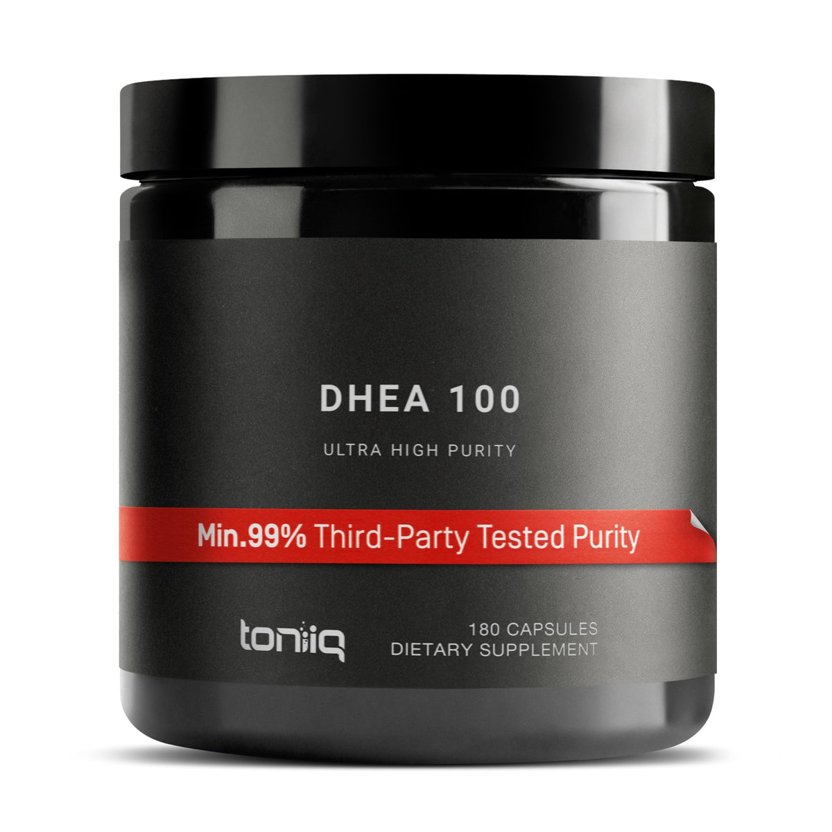Toniiq DHEA 100mg supplement front view with packaging
