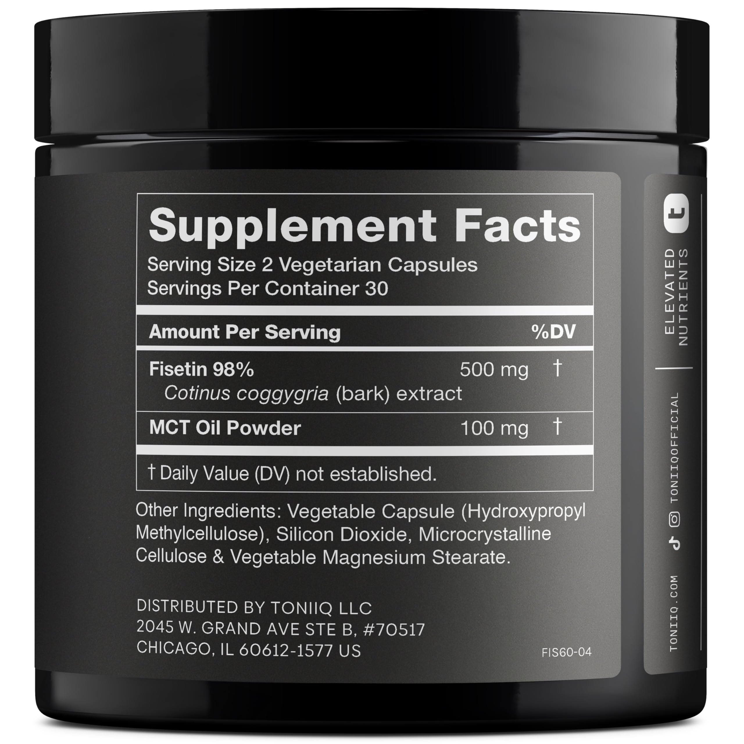 Toniiq Fisetin 500mg Capsules side view