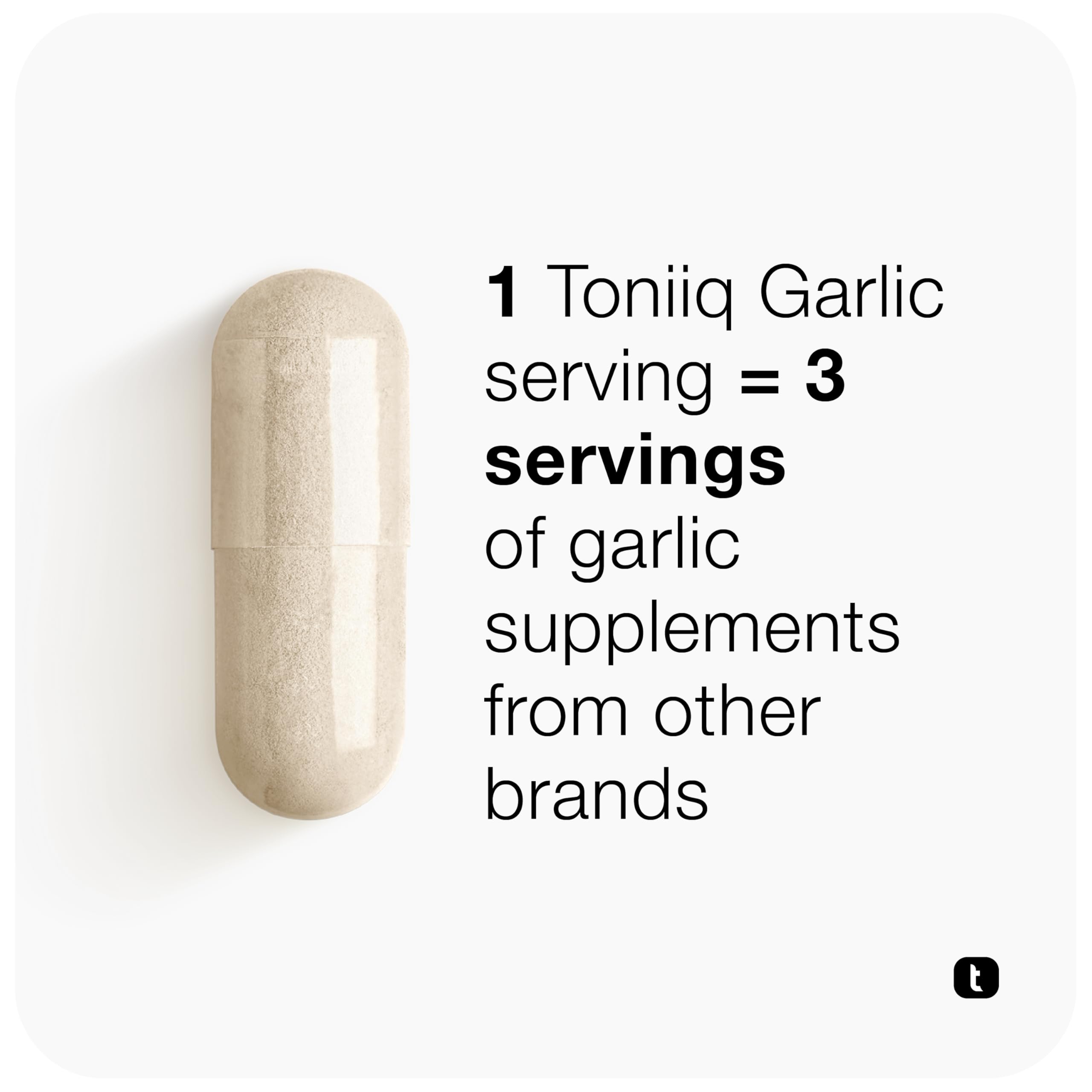 Toniiq Garlic Extract 1000mg capsules with a glass of water