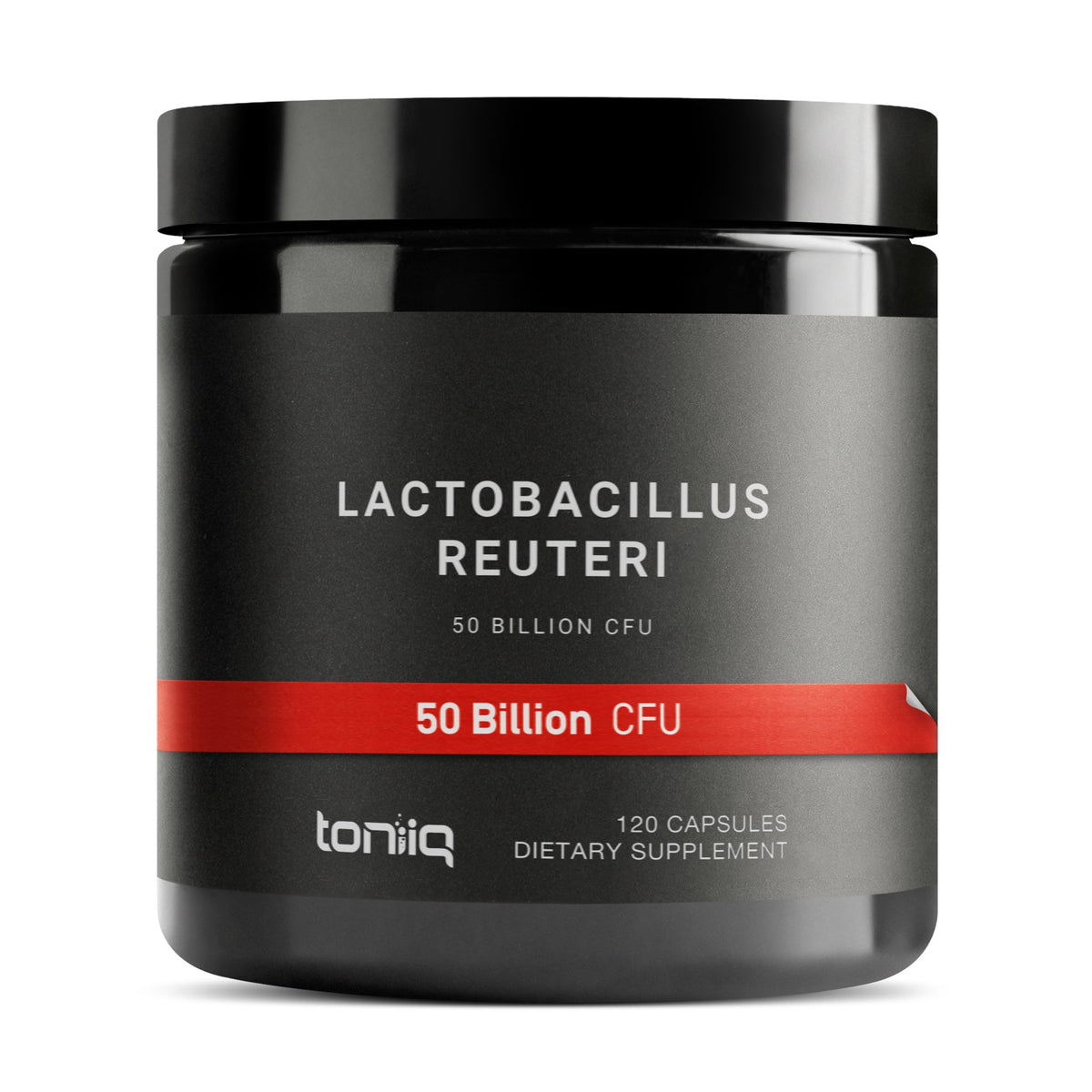 Toniiq Lactobacillus Reuteri Probiotic front view with packaging