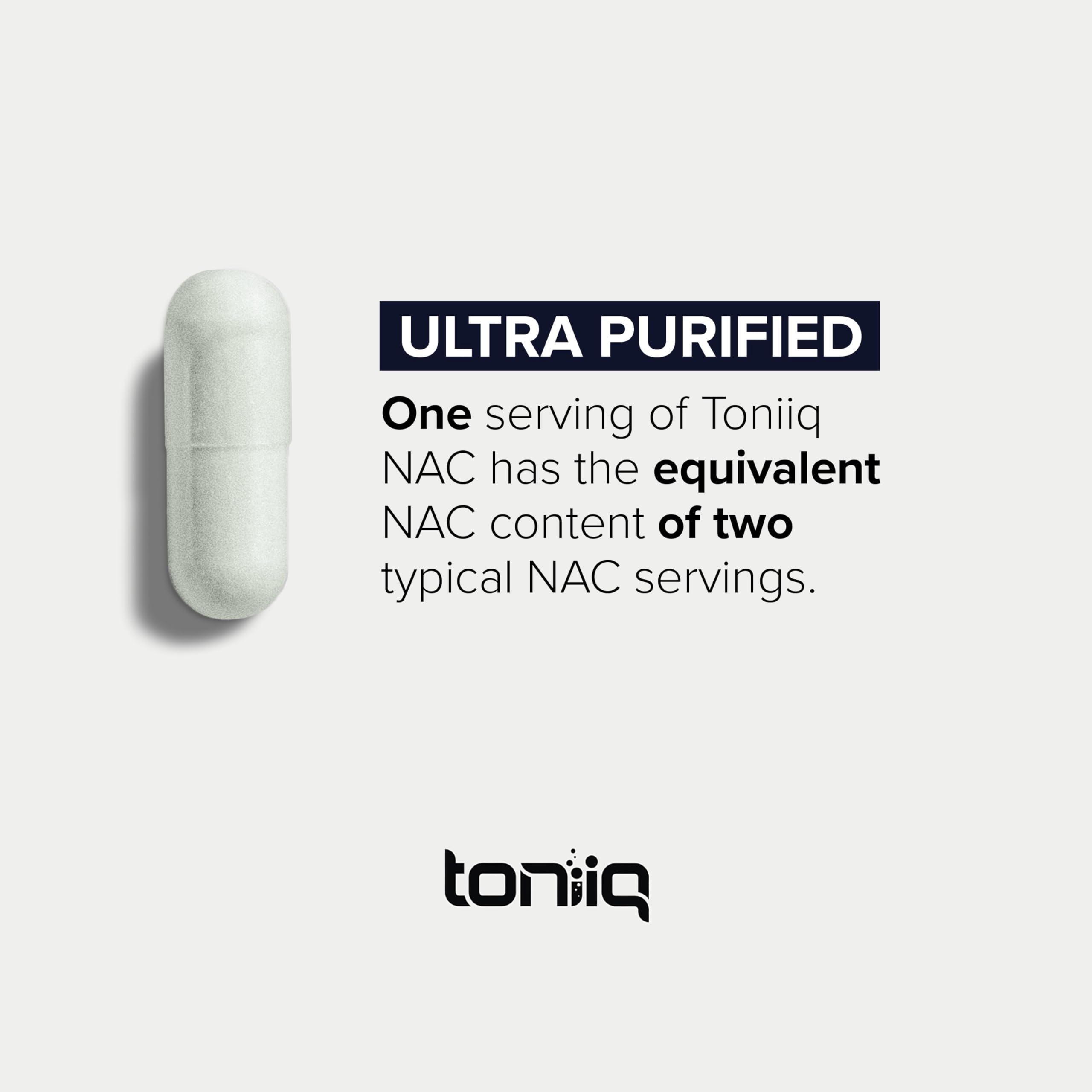 Toniiq N Acetyl Cysteine 1300mg bottle with dosage details