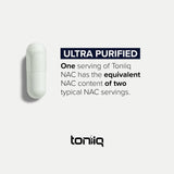 Toniiq N Acetyl Cysteine 1300mg bottle with dosage details