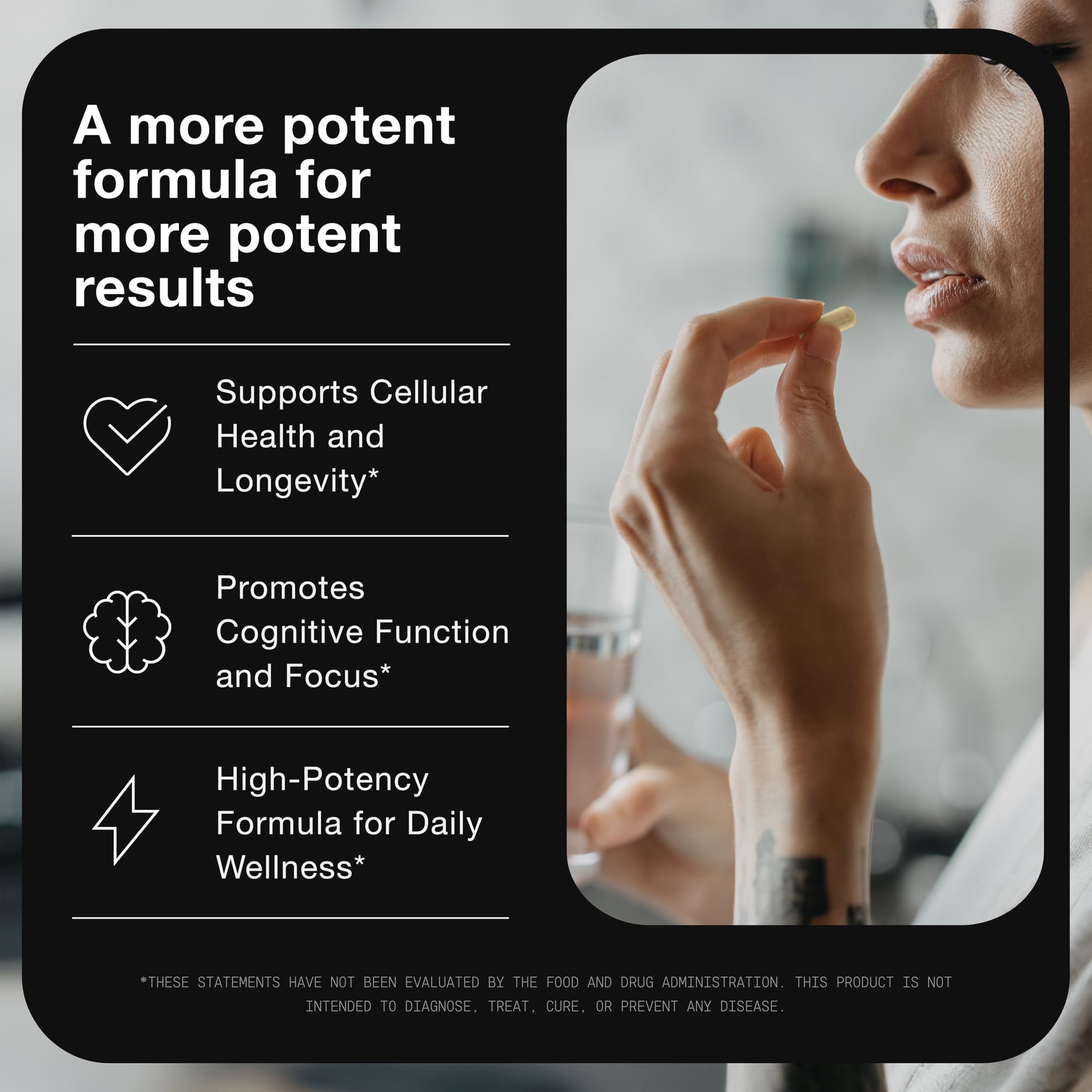 Toniiq NAD+ Supplement 1500mg with ingredients list