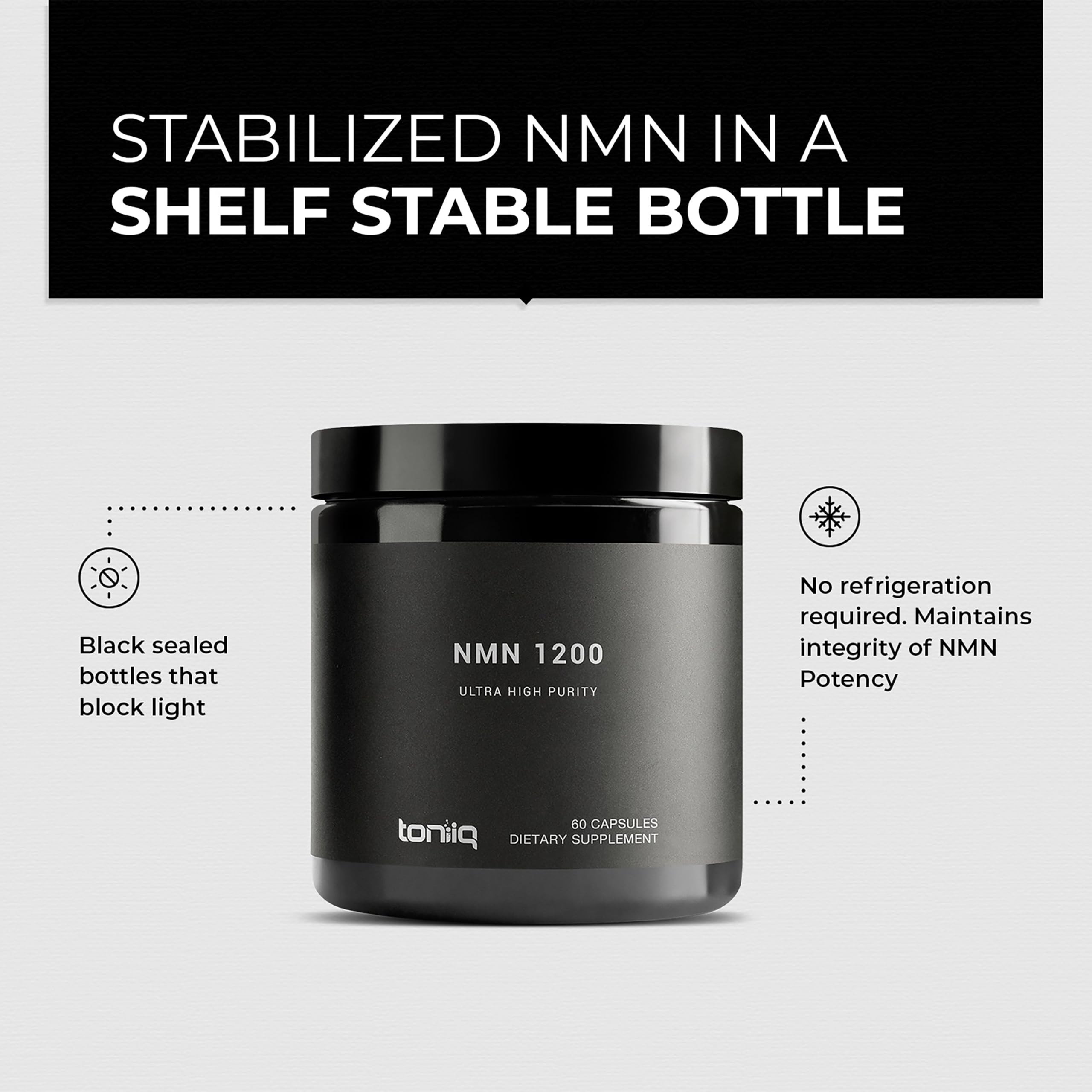 Toniiq NMN Capsules bottle with seal intact