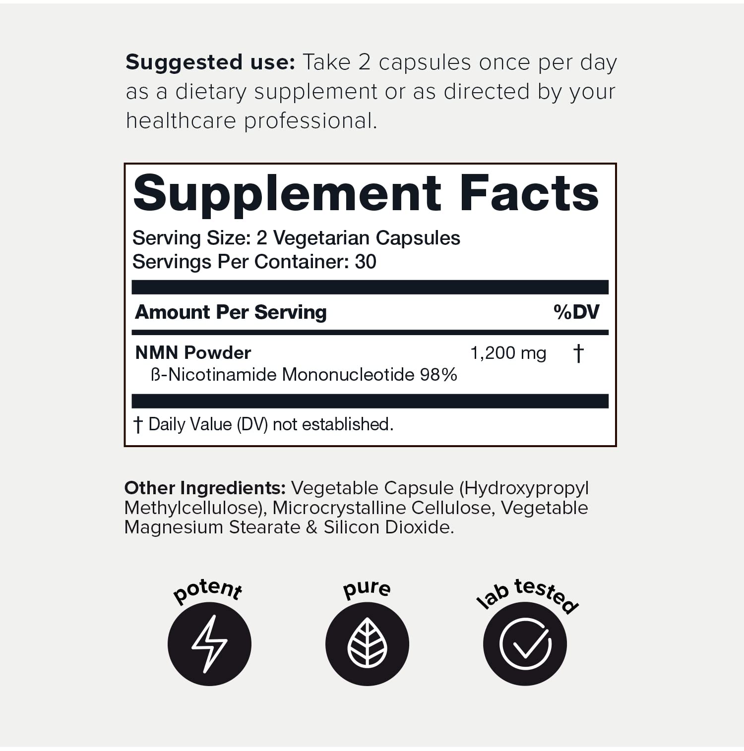 Toniiq NMN Capsules side view showing label details