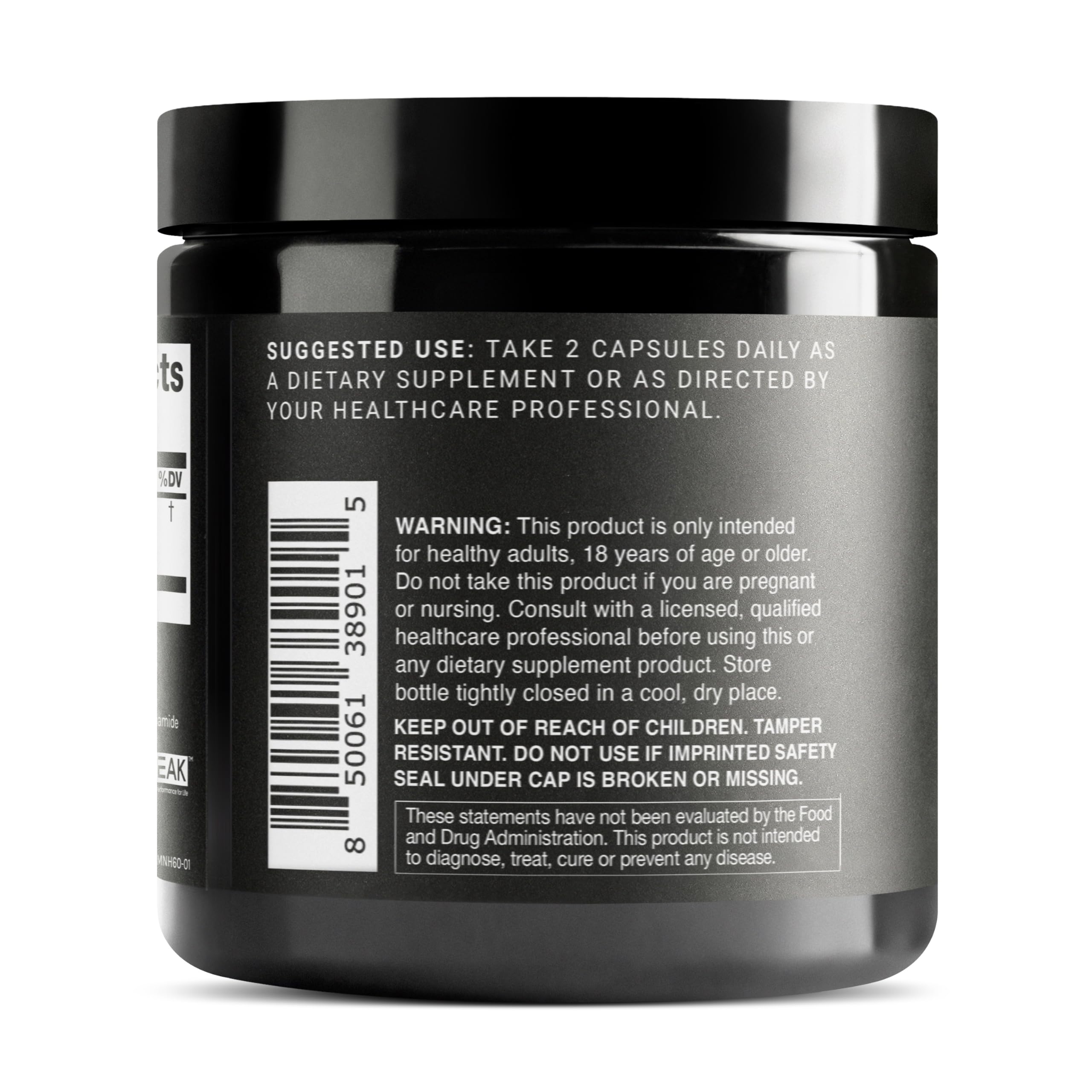 Toniiq NMNH Supplement back view with ingredients list