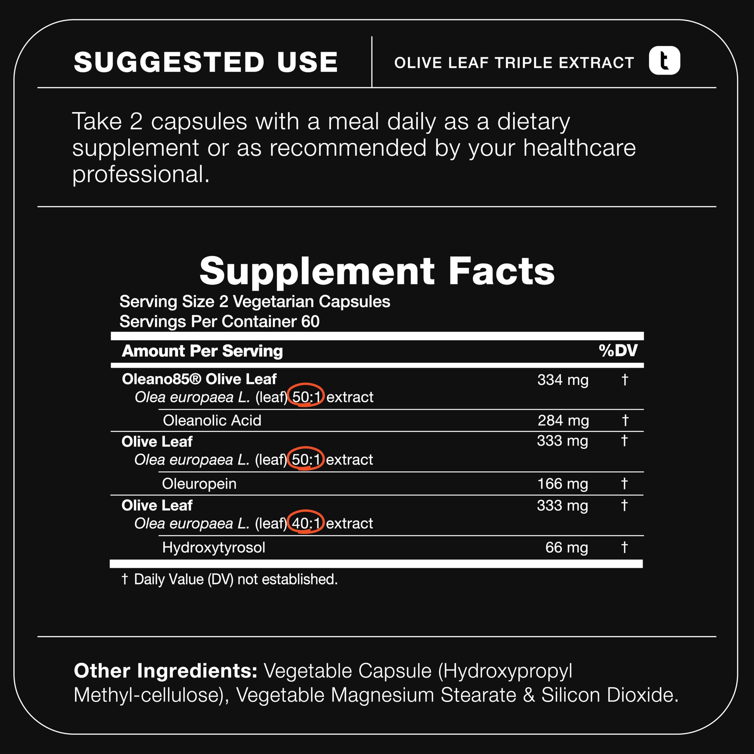 Toniiq Olive Leaf Extract 1000mg capsules with herbs
