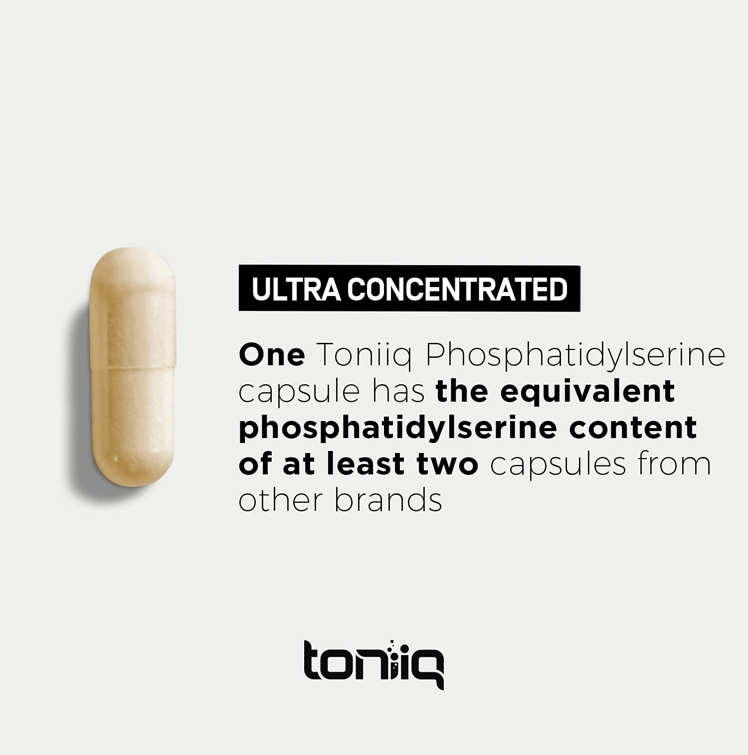 Toniiq Phosphatidylserine supplement on a wooden table