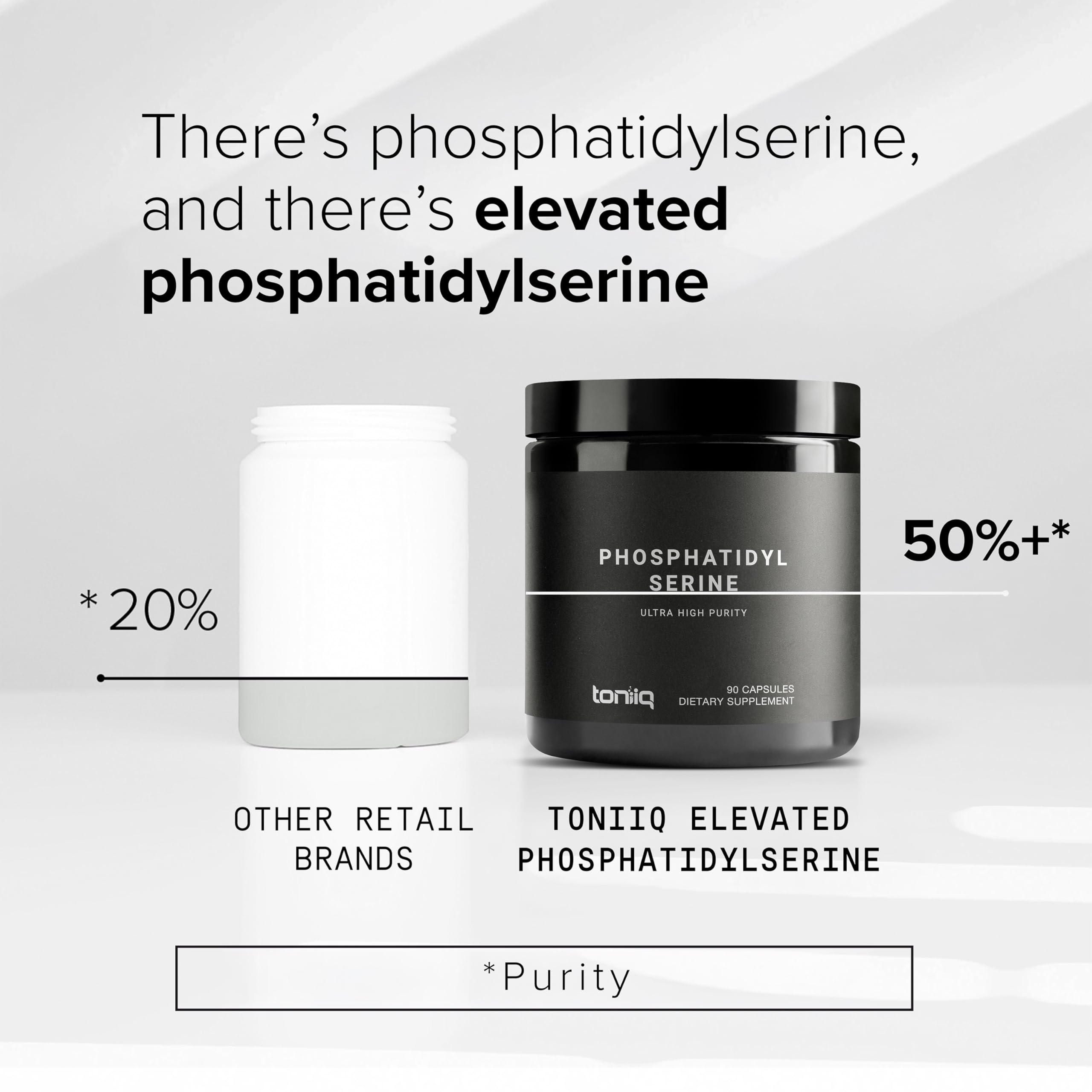 Toniiq Phosphatidylserine supplement opened with capsules visible