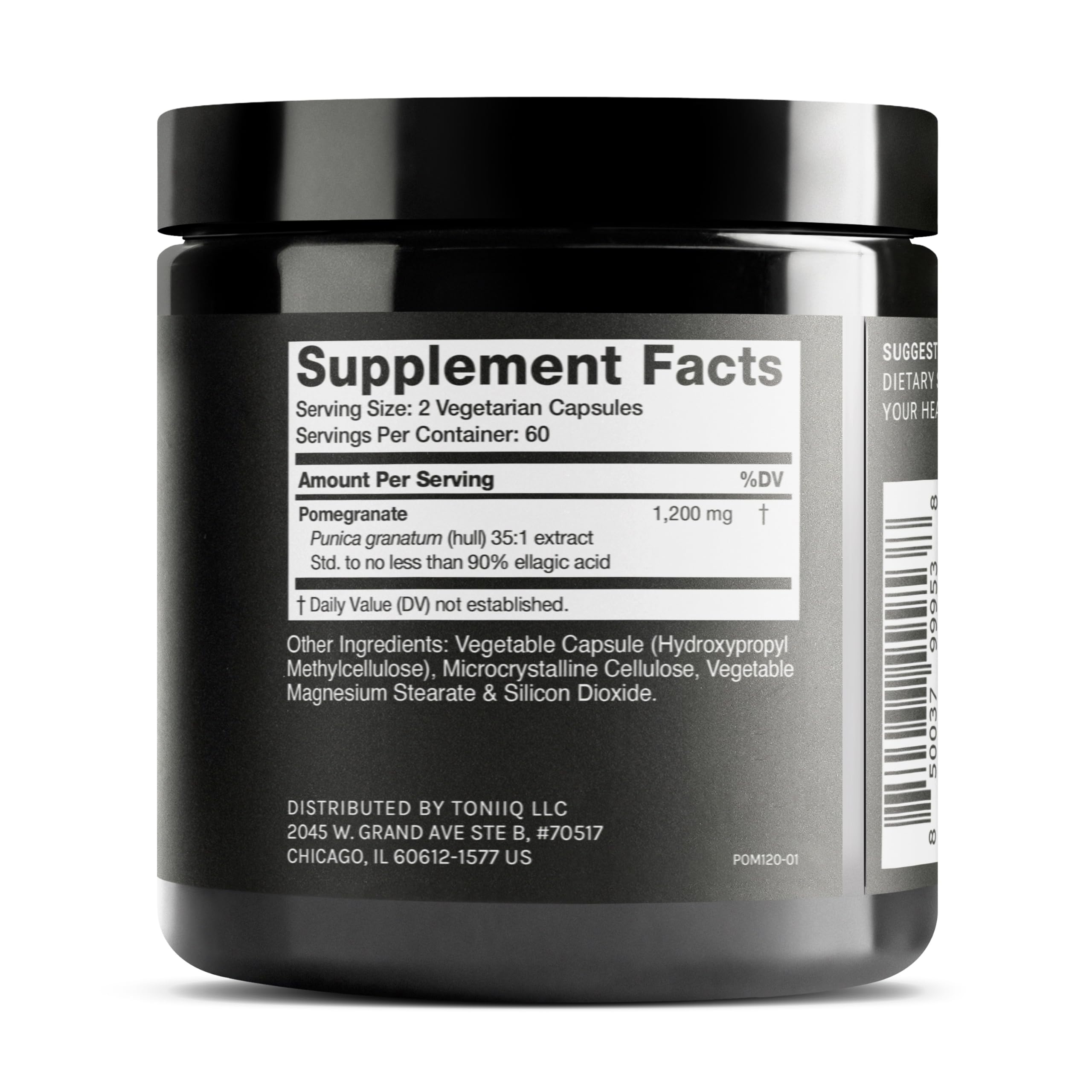 Toniiq Pomegranate Extract 1200mg side view