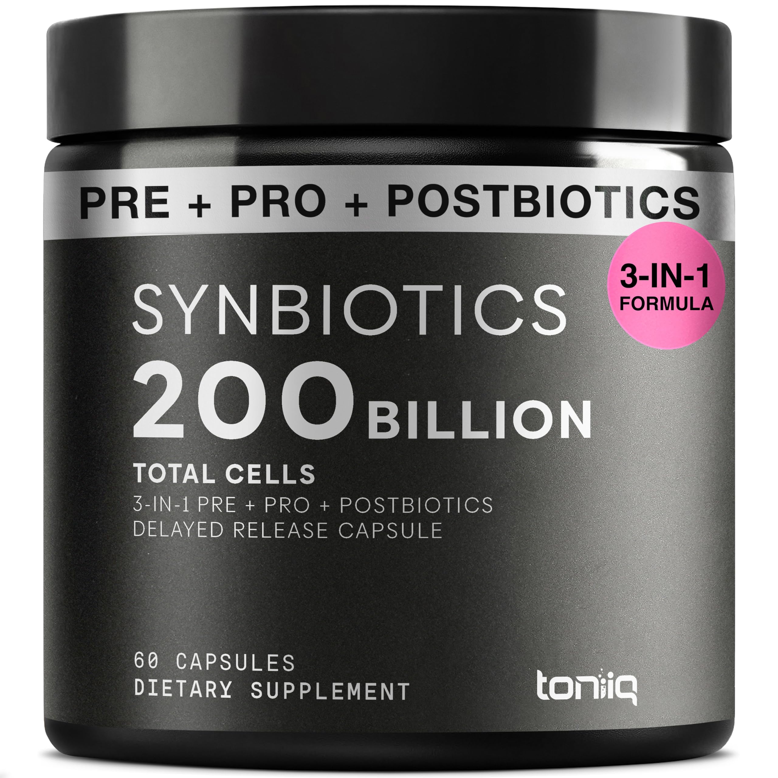 Toniiq Prebiotic Probiotic Capsules front view with packaging