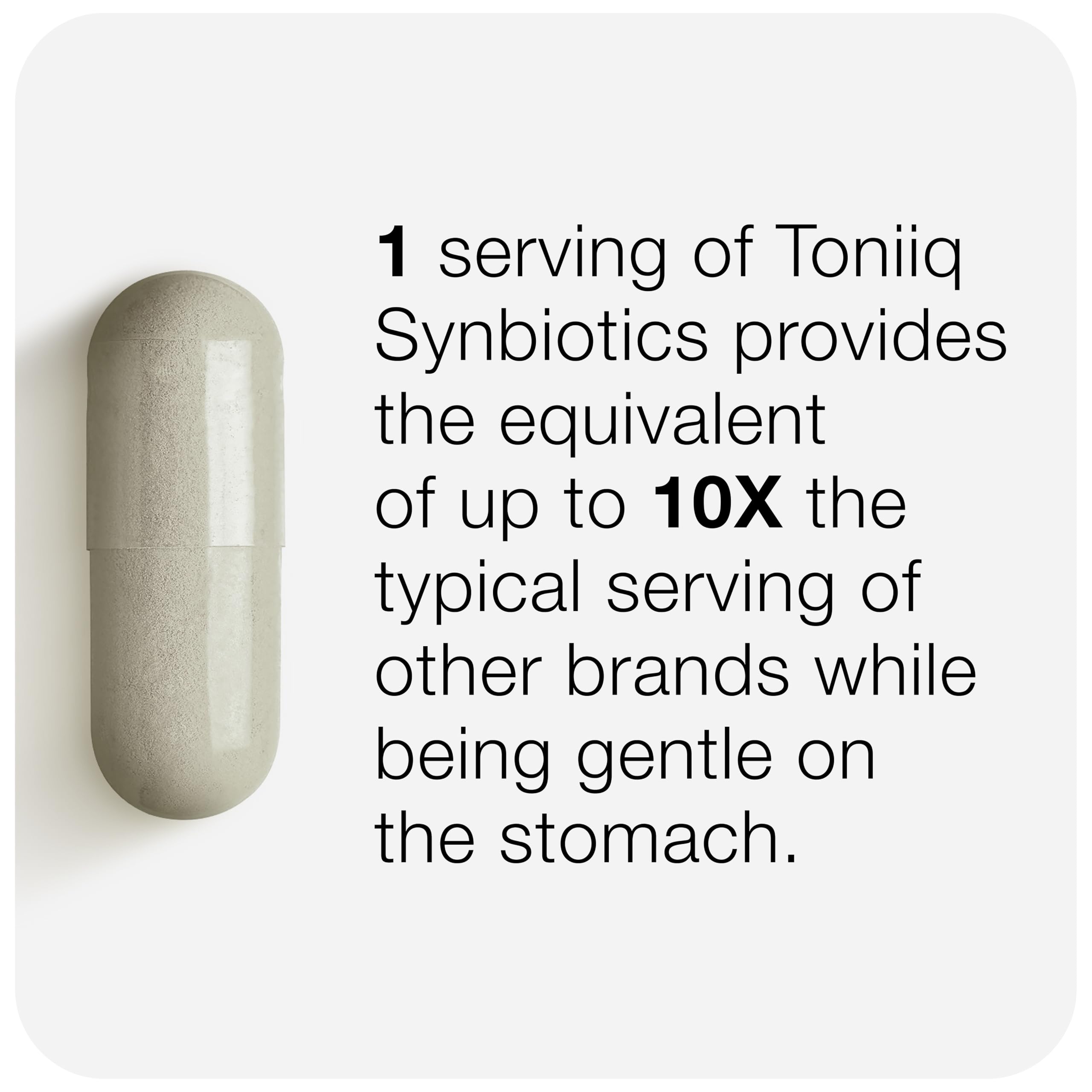 Toniiq Prebiotic Probiotic Capsules with a glass of water for consumption