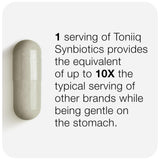 Toniiq Prebiotic Probiotic Capsules with a glass of water for consumption