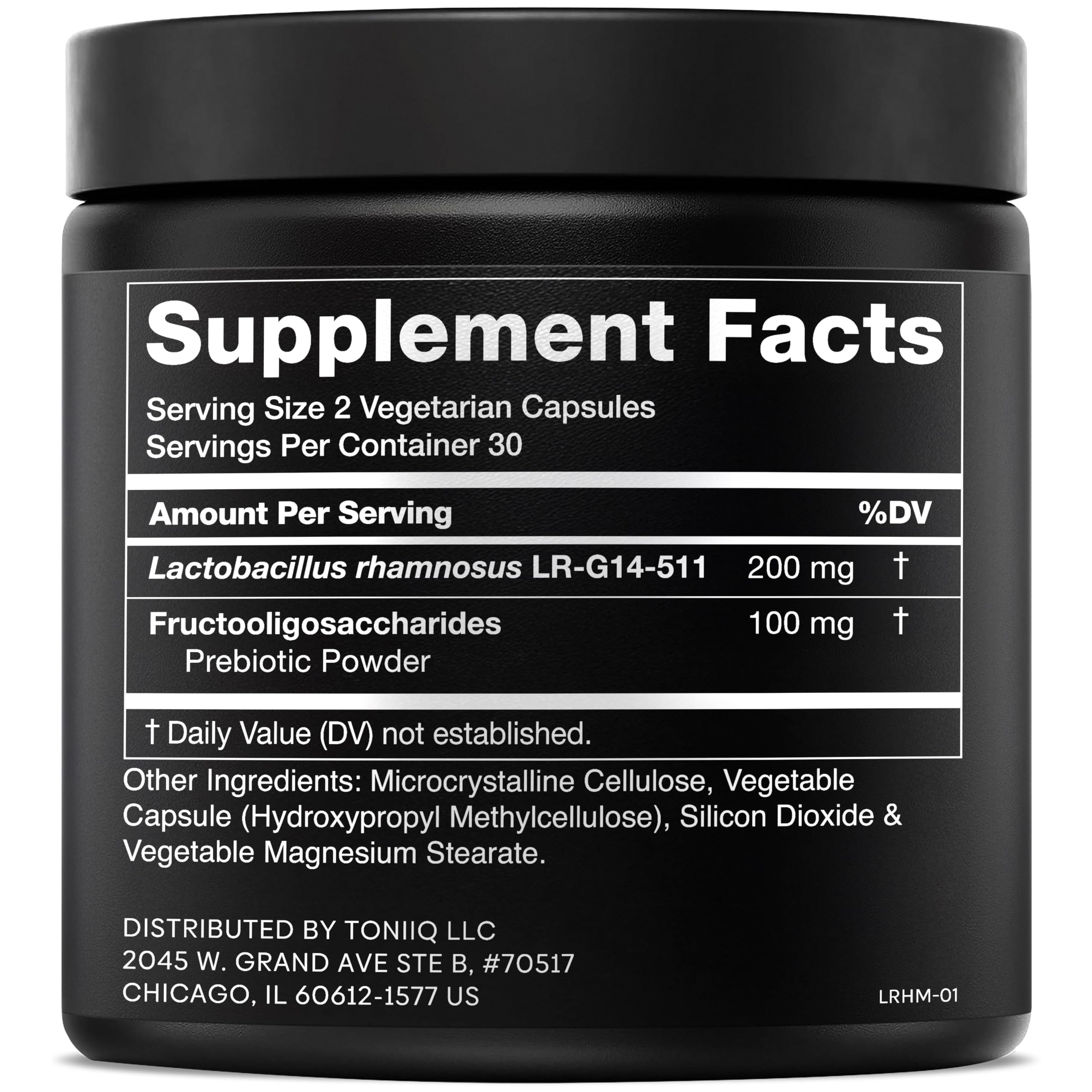 Toniiq Prebiotic Supplement 100 Billion CFU back view