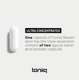 Toniiq Resveratrol Capsules 600mg opened bottle