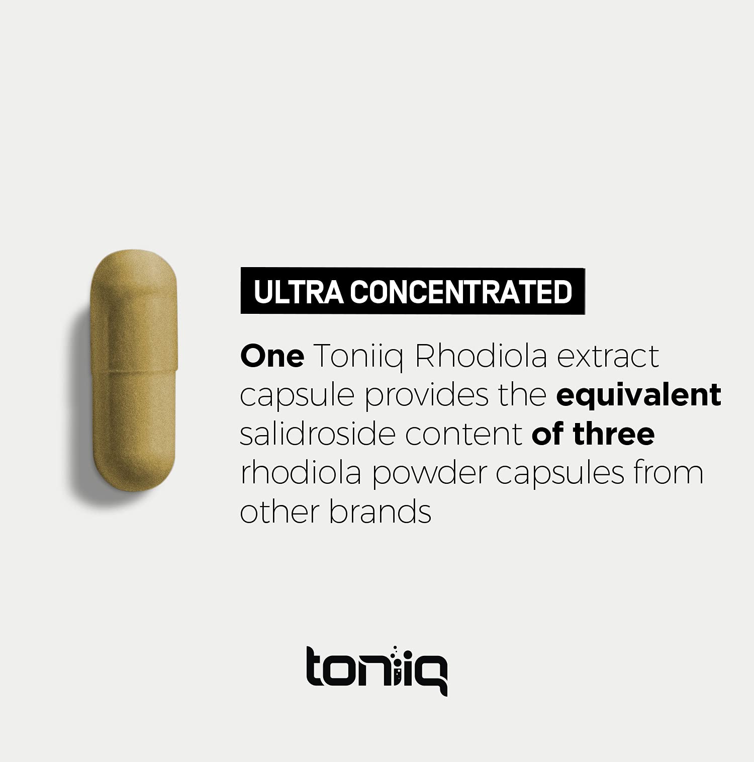 Toniiq Rhodiola Rosea supplement bottle with measuring spoon